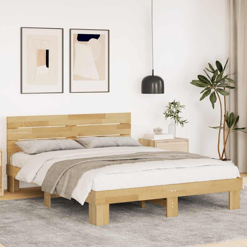 Massivholzbett mit Kopfteil ohne Matratze 140x190 cm Eichenholz