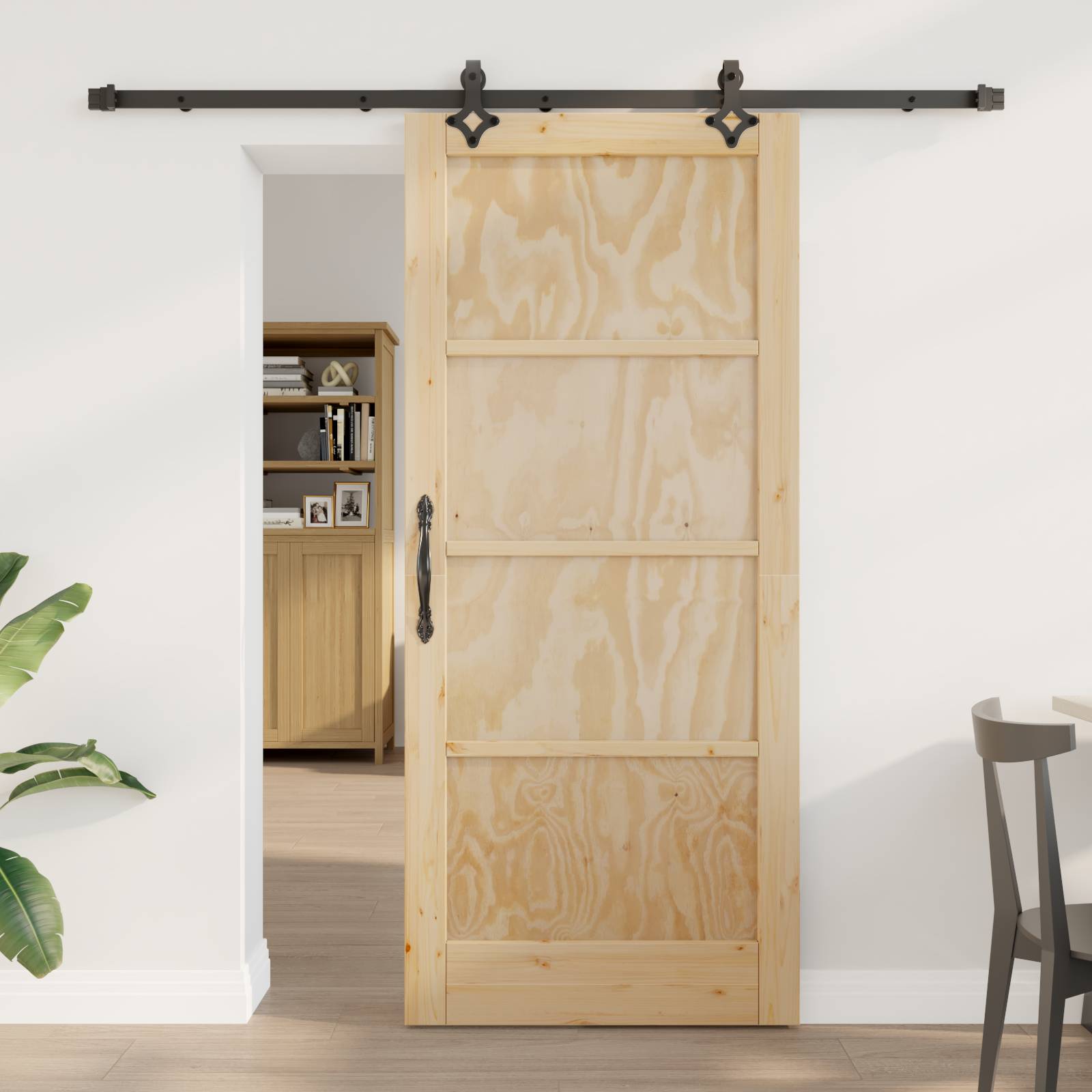 Schiebetür mit Hardware-Set 86x198.5 cm Massivholz Kiefer