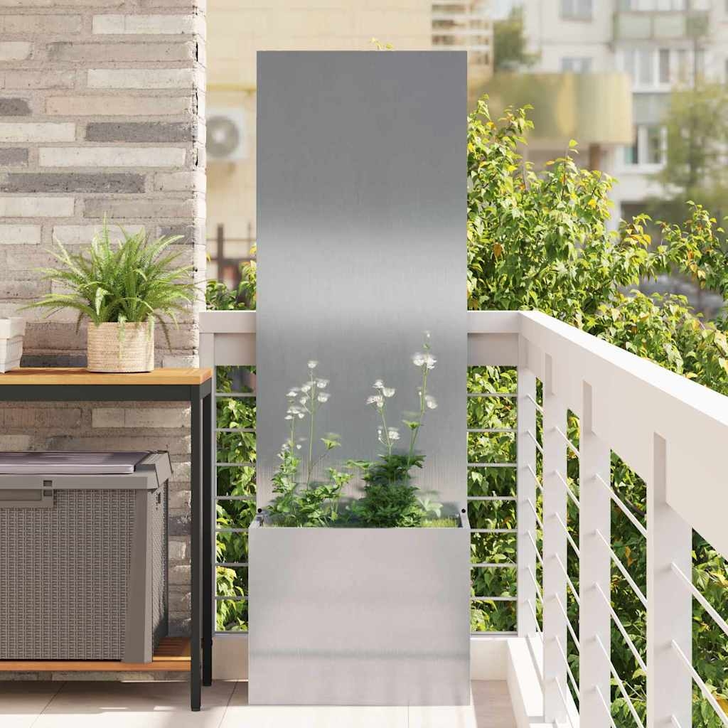 Blumentopf mit dekorativem Paneel Silber 50 x 140 cm Edelstahl