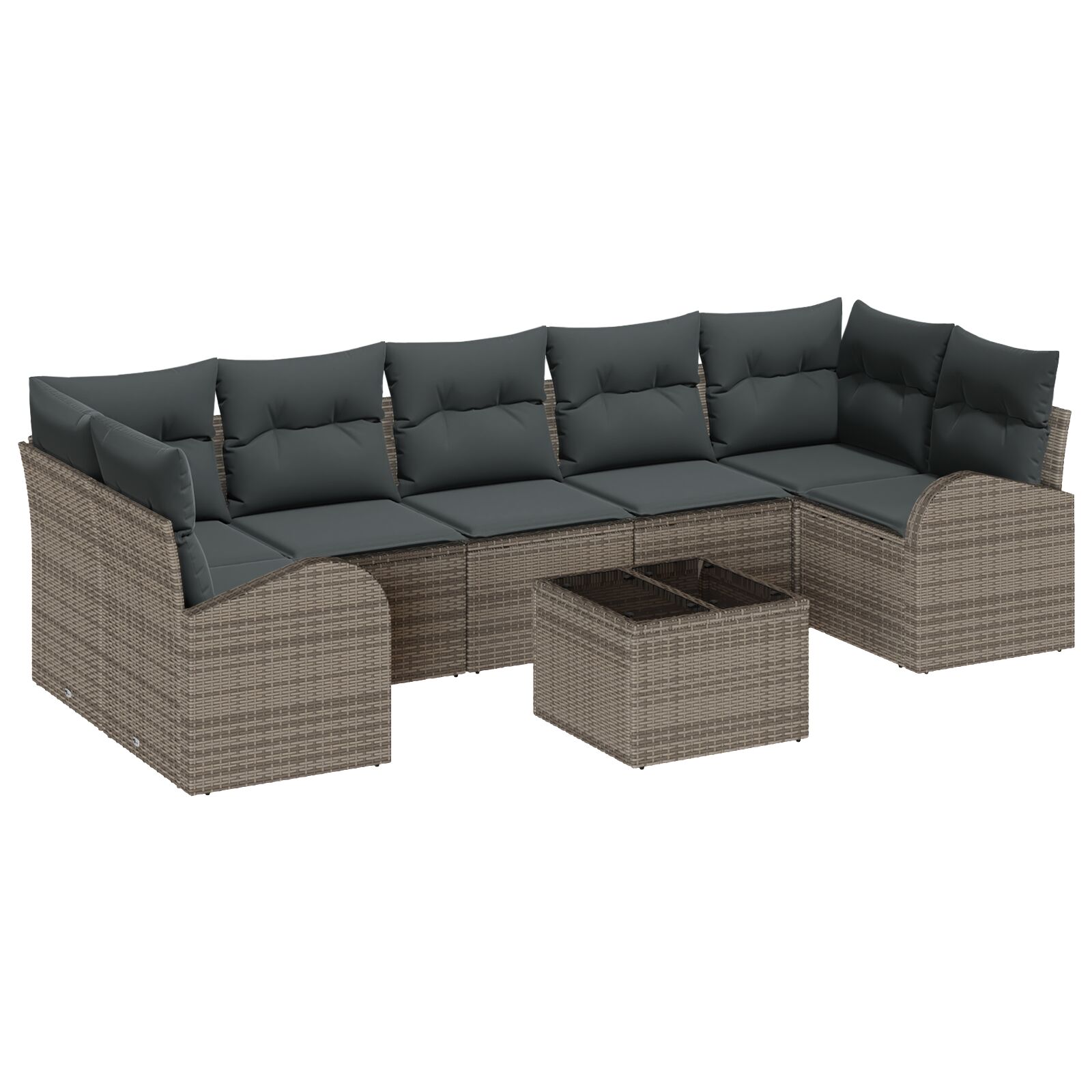 8-teiliges Garten Sofa Set mit Kissen Grau Poly Rattan, 2-Sitzer Garten Sofa mit Stauraum & Kissen Grau Poly Rattan 8-teiliges Garten Sofa Set mit Kissen Grau Poly Rattan, 2-Sitzer Garten Sofa mit Stauraum & Kissen Grau Poly Rattan