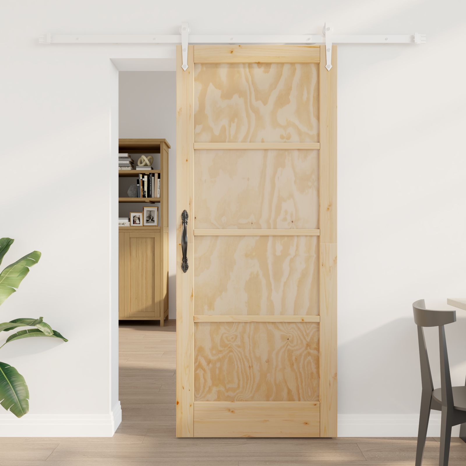Schiebetür mit Hardware-Set 83x202 cm Massivholzkiefer