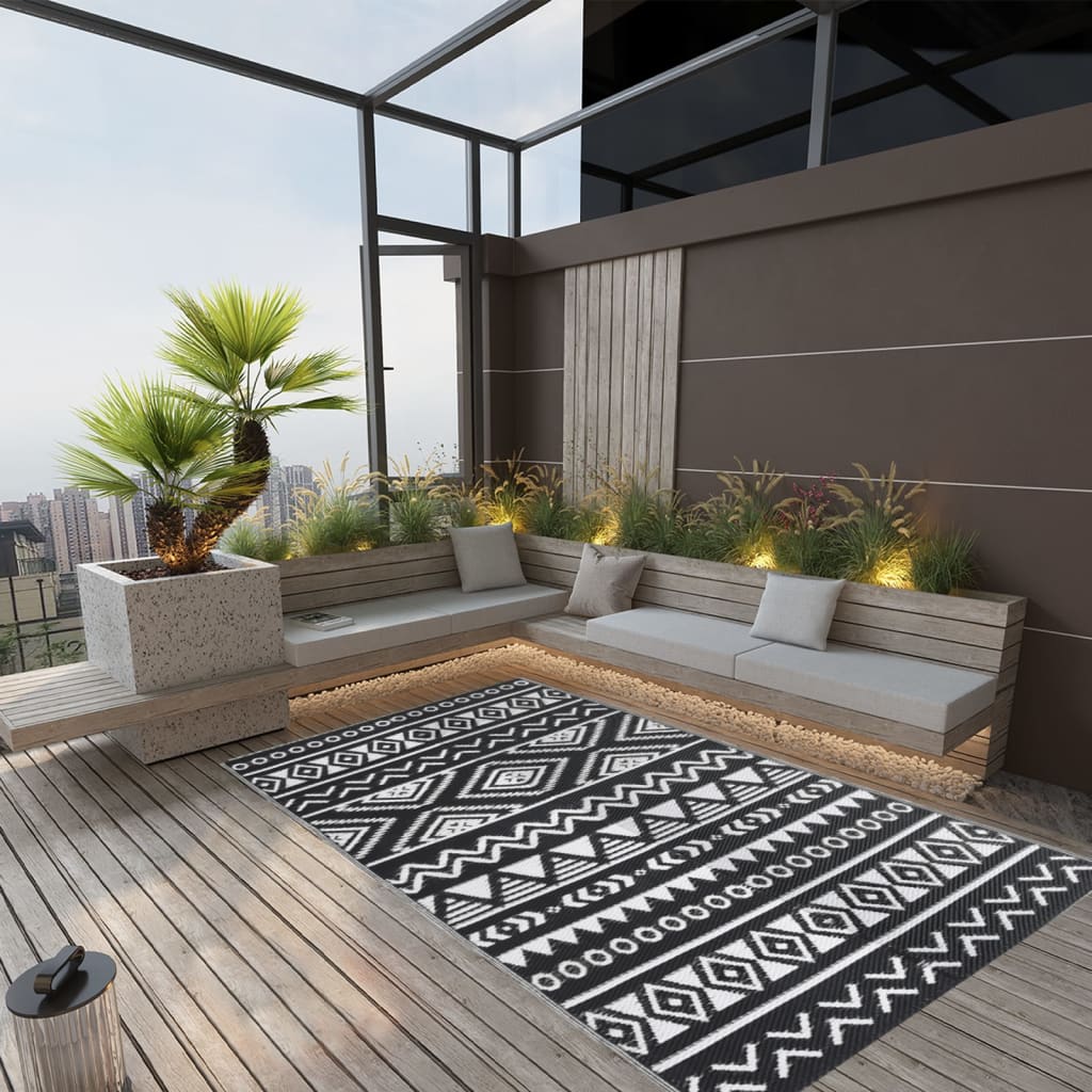 Outdoor-Teppich Schwarz 160x230 cm PP
