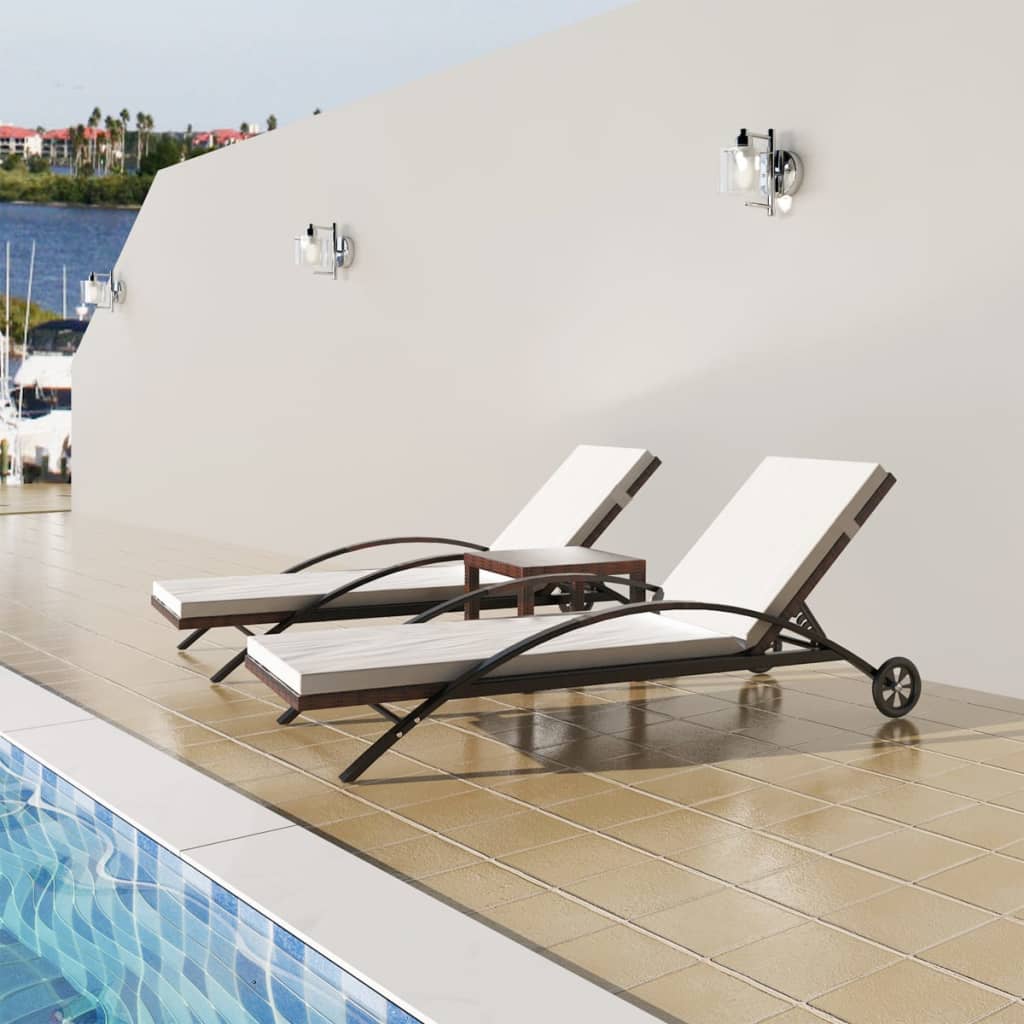Sonnenliegen mit Tisch Poly Rattan Braun Sonnenliegen mit Tisch Poly Rattan Braun