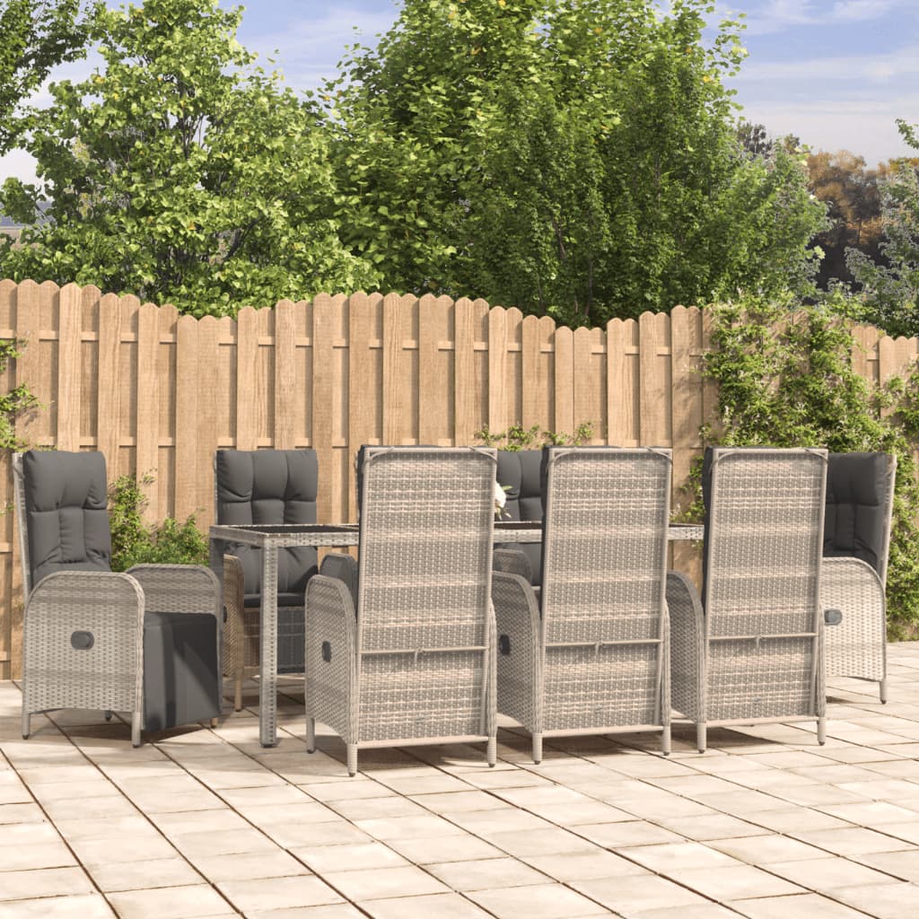 9-tlg. Garten-Essgruppe mit Kissen Grau Poly Rattan 9-tlg. Garten-Essgruppe mit Kissen Grau Poly Rattan