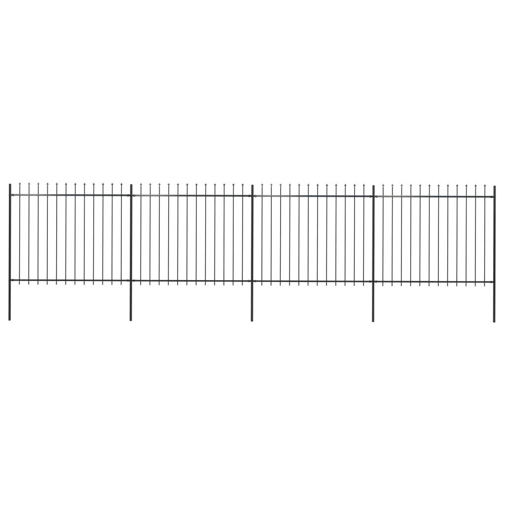 Gartenzaun mit Speerspitzen Stahl 6,8 x 1,5 m Schwarz