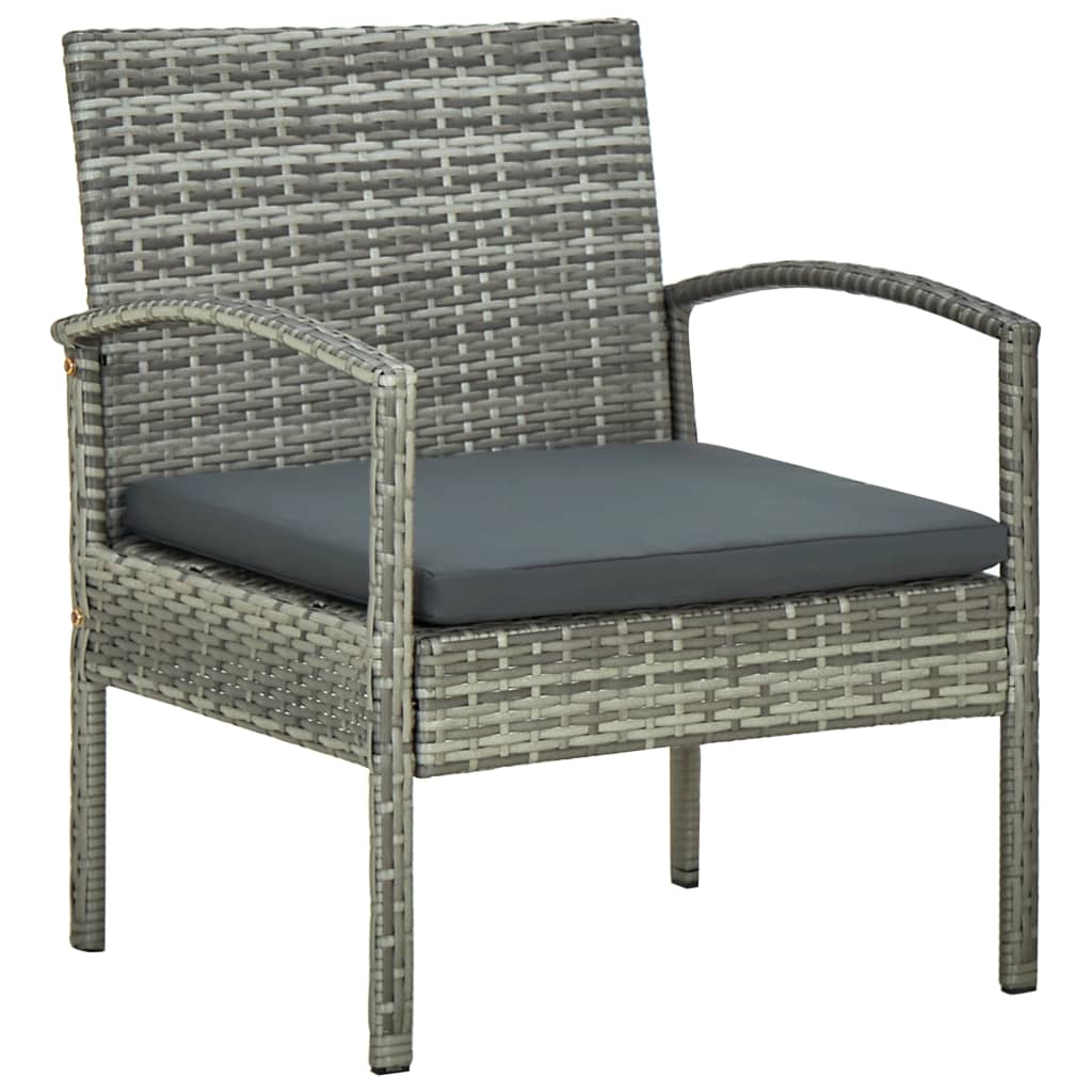 Gartenstuhl mit Kissen Poly Rattan Grau Gartenstuhl mit Kissen Poly Rattan Grau