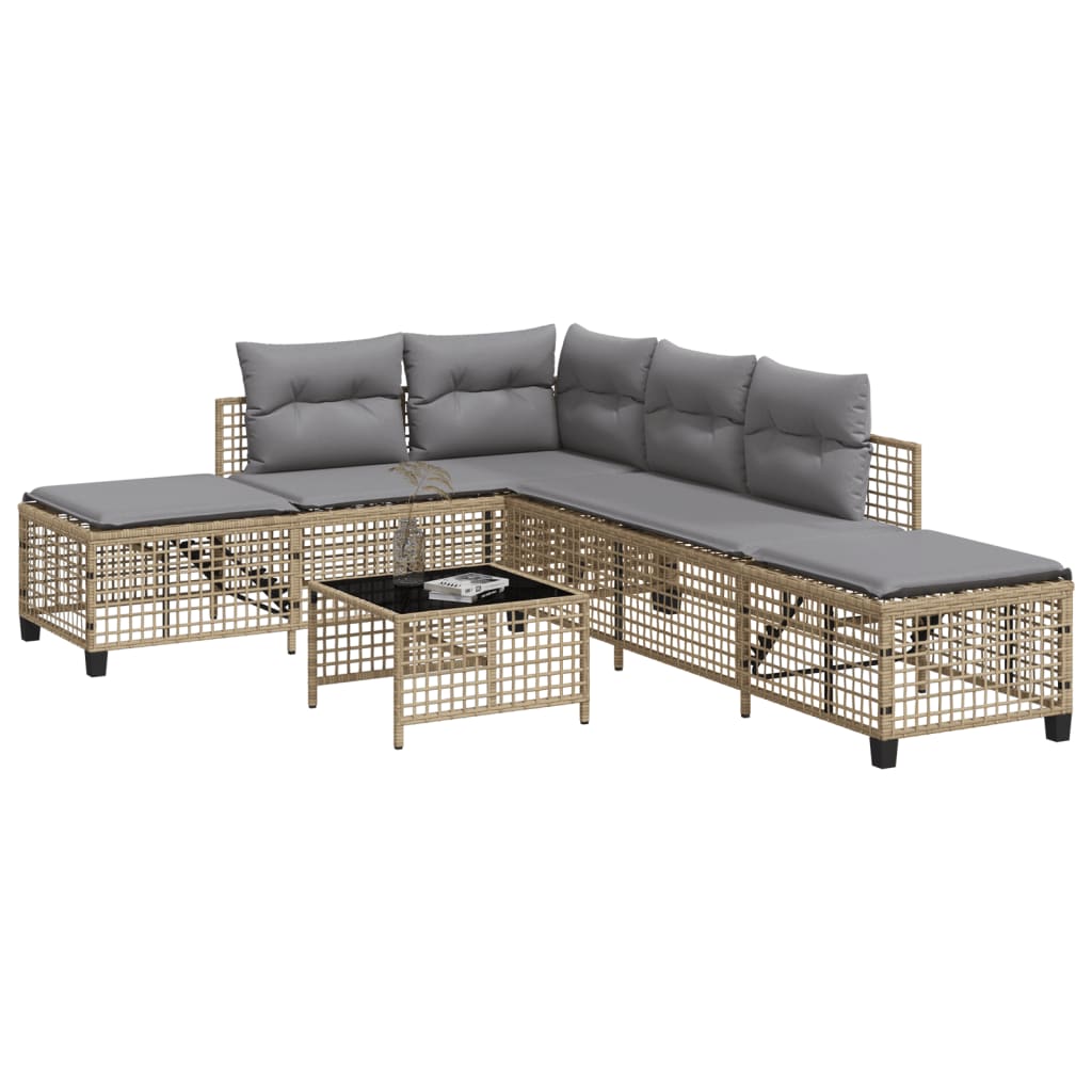 3-tlg. Garten-Ecksofa-Set mit Kissen Beige Poly Rattan 3-tlg. Garten-Ecksofa-Set mit Kissen Beige Poly Rattan