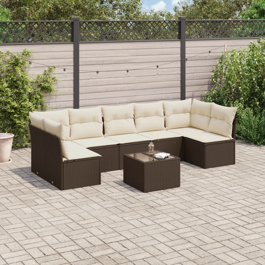 8-tlg. Garten-Sofagarnitur mit Kissen Braun Poly Rattan 8-tlg. Garten-Sofagarnitur mit Kissen Braun Poly Rattan
