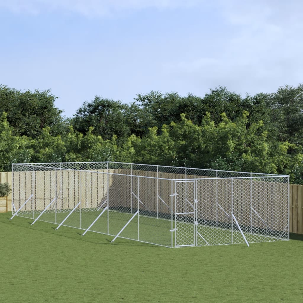 Outdoor-Hundezwinger Silbern 4x12x2 m Verzinkter Stahl Outdoor-Hundezwinger Silbern 4x12x2 m Verzinkter Stahl
