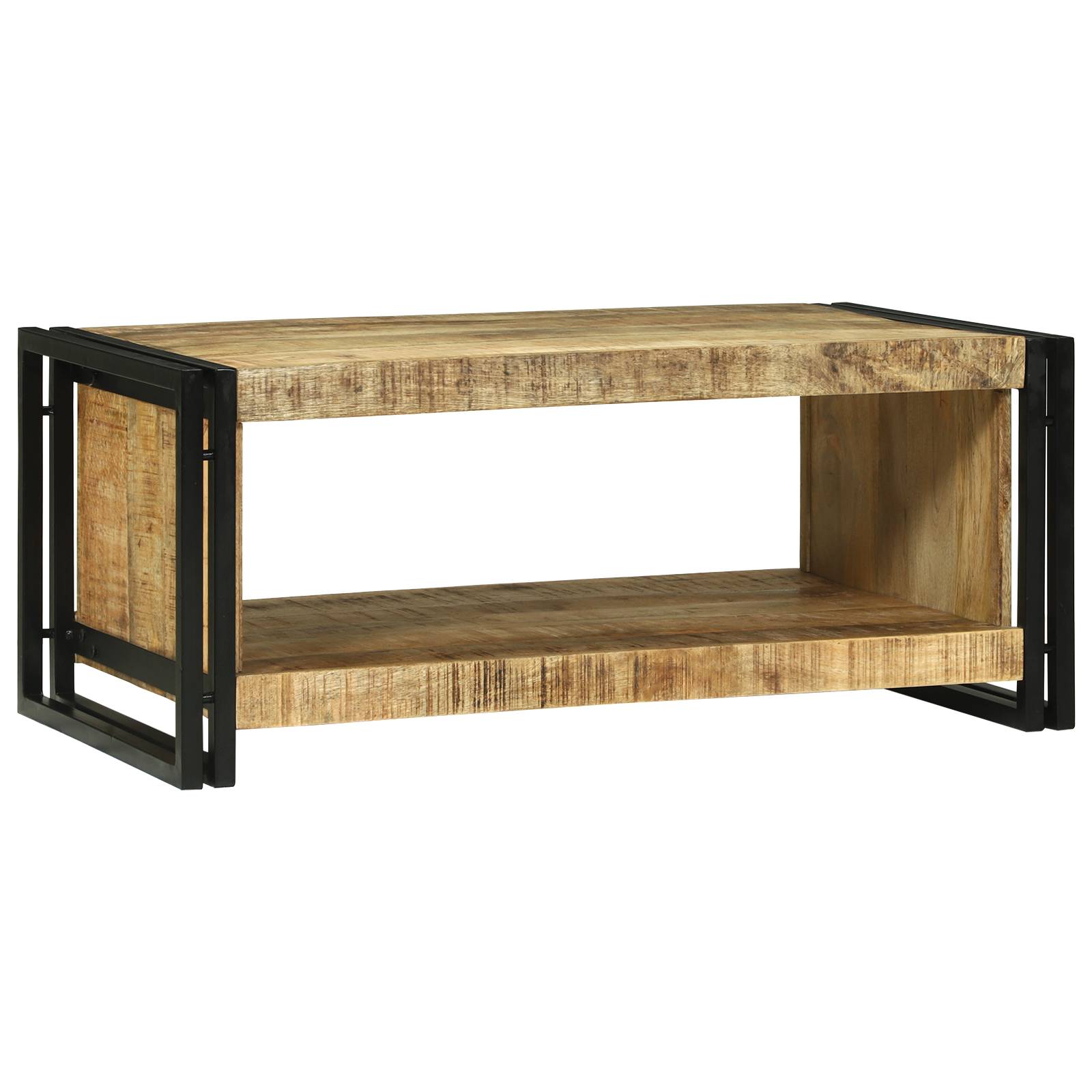 Couchtisch 90x50x38 cm aus massivem rauem Mango-Holz