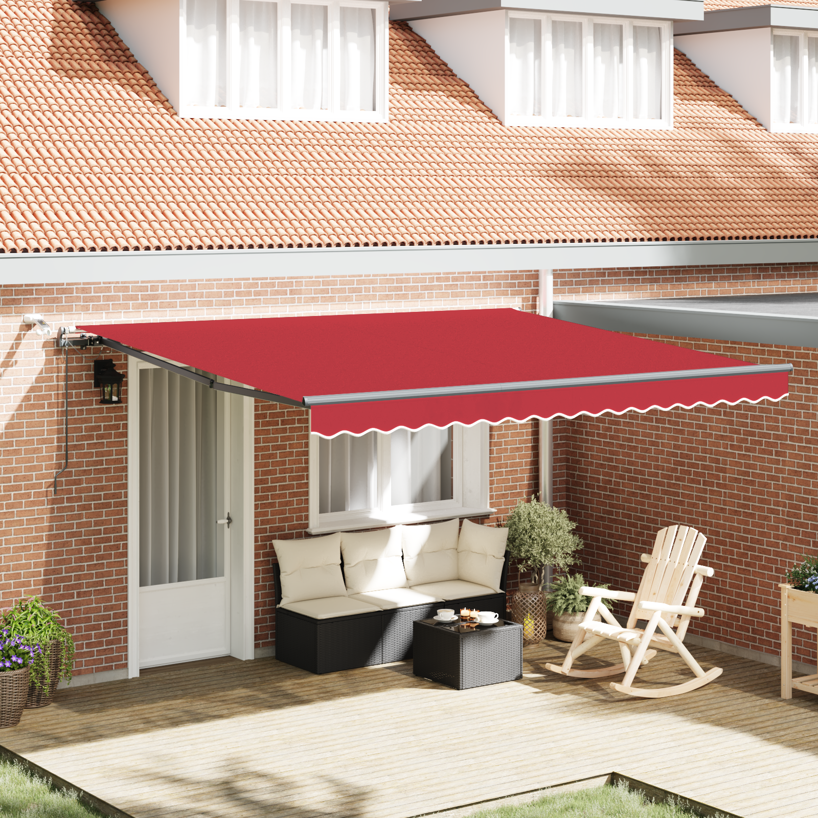 Automatische einziehbare Markise mit LED Rot 400x300 cm