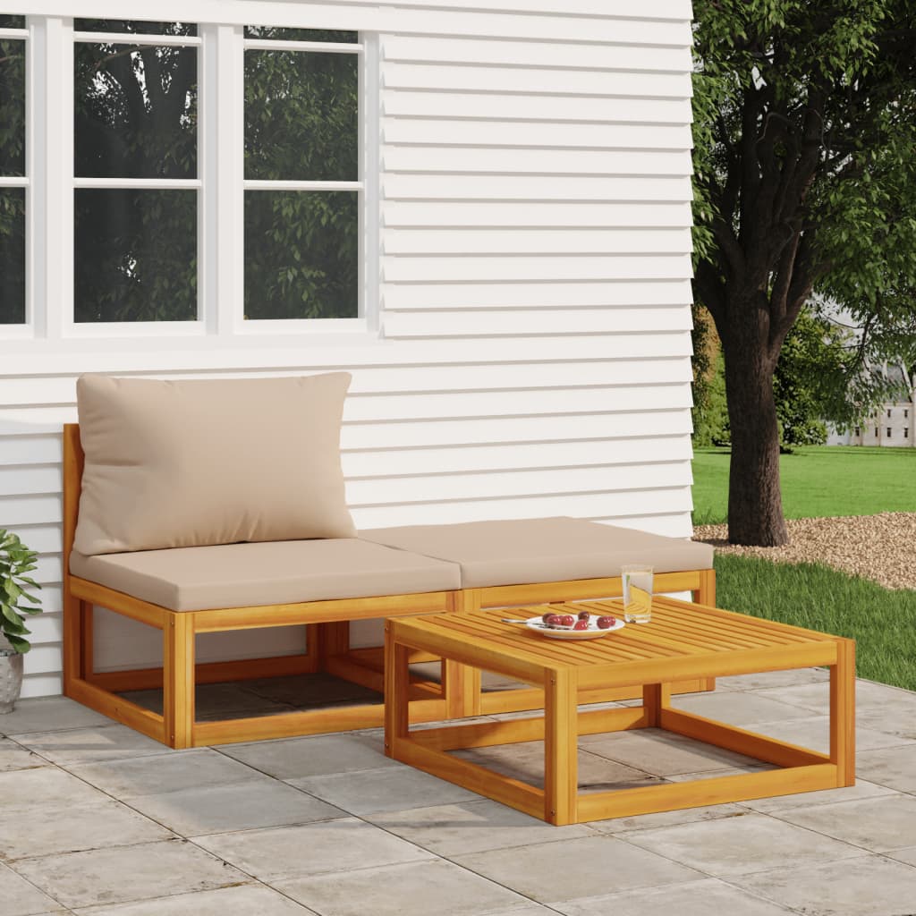 3-tlg. Garten-Lounge-Set mit Kissen Massivholz Akazie 3-tlg. Garten-Lounge-Set mit Kissen Massivholz Akazie