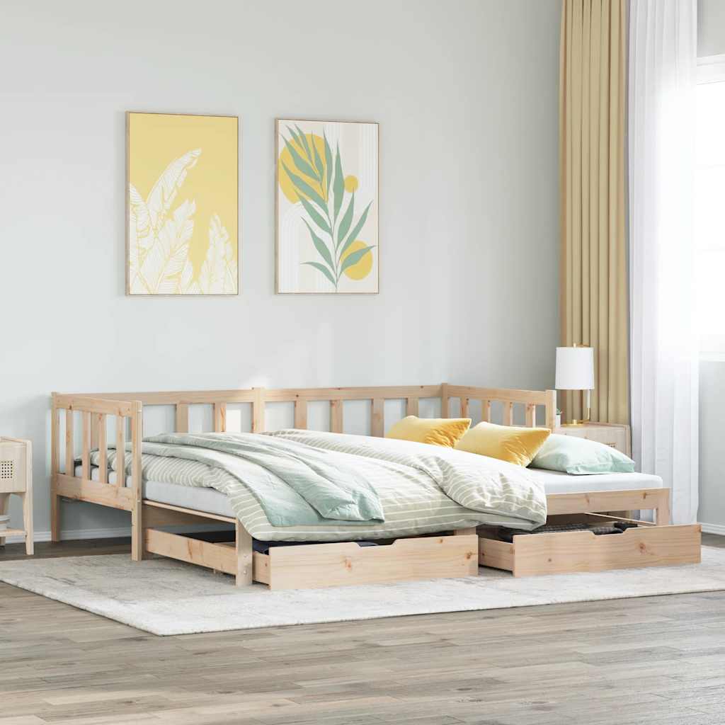 Tagesbett Ausziehbar mit Schubladen ohne Matratze 80x200 cm