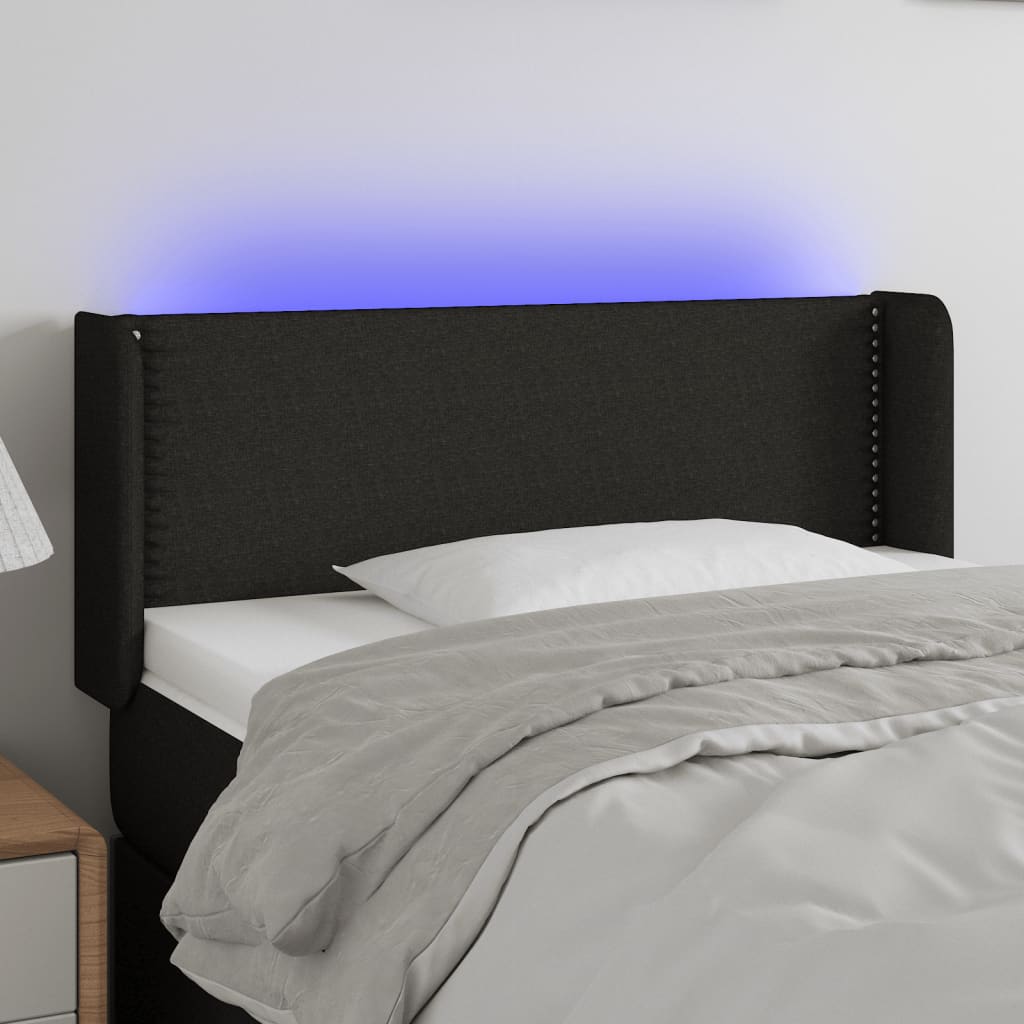 LED Kopfteil Schwarz 93x16x78/88 cm Stoff