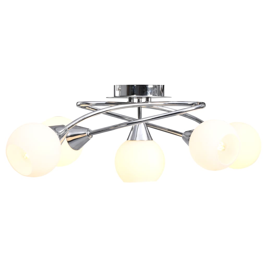 Deckenleuchte mit Keramik-Lampenschirmen für 5 E14 Glühlampen