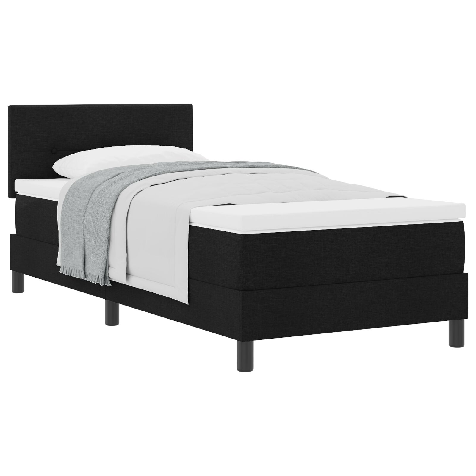 Boxspringbett mit Matratze Schwarz 90x200 cm Stoff