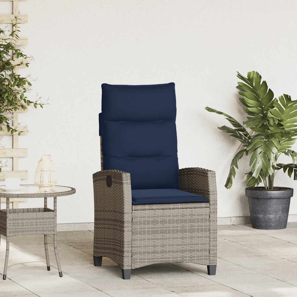 Gartensessel mit Beistelltisch Verstellbar Grau Poly Rattan Gartensessel mit Beistelltisch Verstellbar Grau Poly Rattan