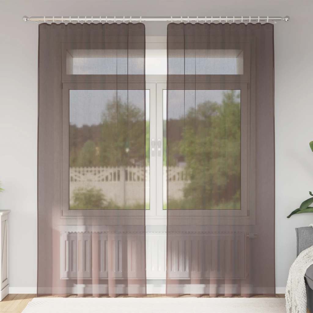 Voile Vorhänge mit Lasche 2 Stk. Braun