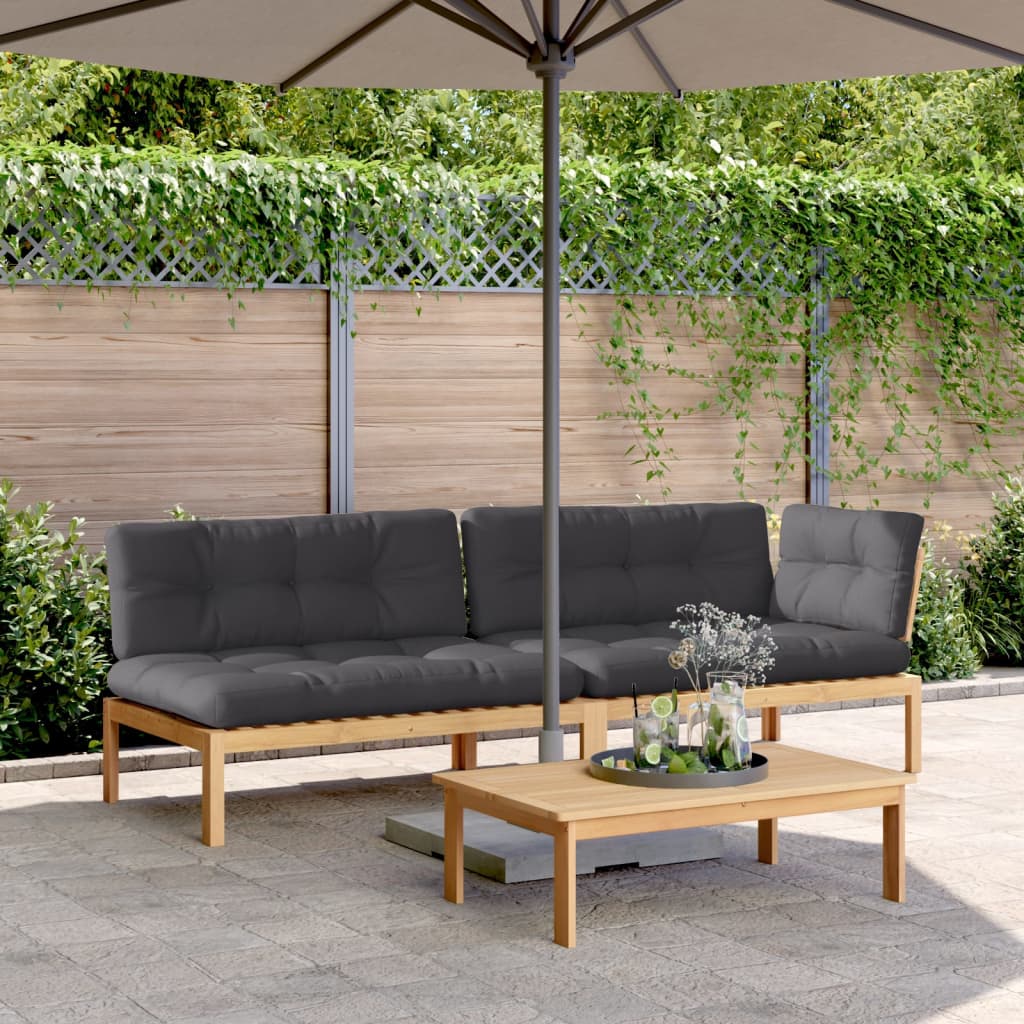 3-tlg. Garten-Sofagarnitur aus Paletten mit Kissen Akazienholz 3-tlg. Garten-Sofagarnitur aus Paletten mit Kissen Akazienholz