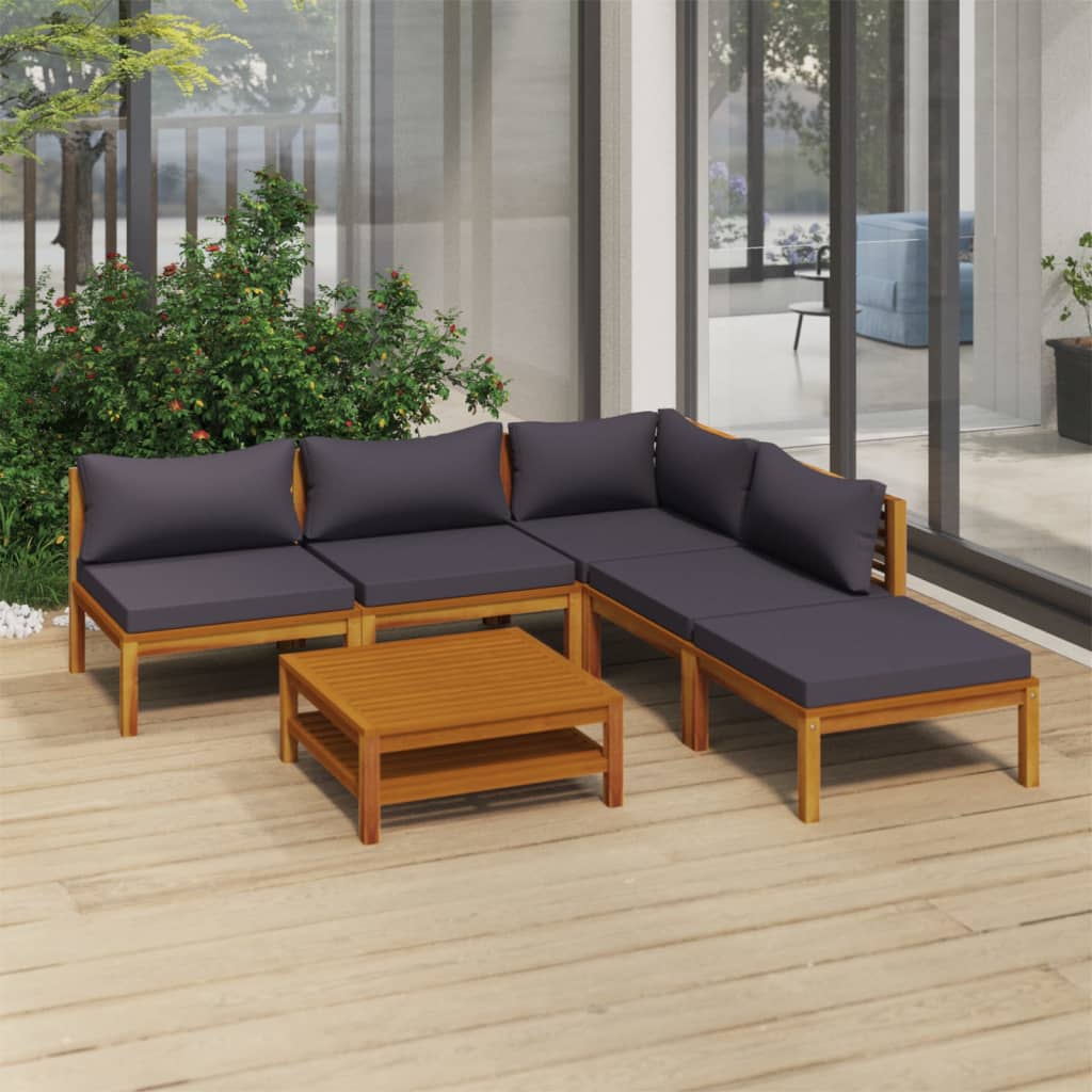6-tlg. Garten-Lounge-Set mit Auflage Massivholz Akazie 6-tlg. Garten-Lounge-Set mit Auflage Massivholz Akazie