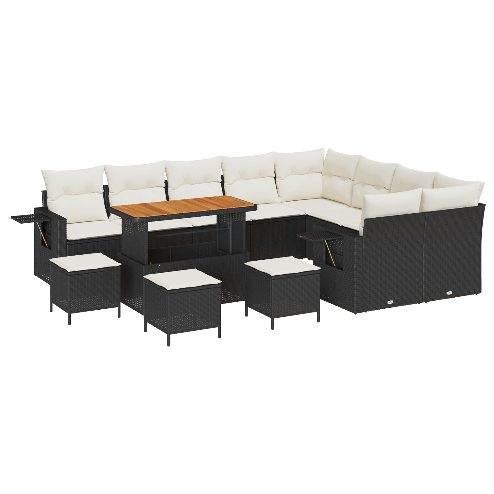 13-teilige Gartensofa-Garnitur mit Kissen Schwarz Poly-Rattan Akazie, 4-teilige Garten-Essgruppe mit Kissen Schwarz Poly-Rattan Akazie 13-teilige Gartensofa-Garnitur mit Kissen Schwarz Poly-Rattan Akazie, 4-teilige Garten-Essgruppe mit Kissen Schwarz Poly-Rattan Akazie