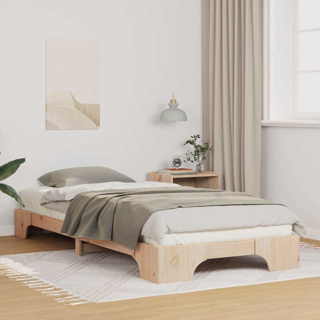 Bodenbettgestell mit Speicher Braun 100 x 220 cm Holz