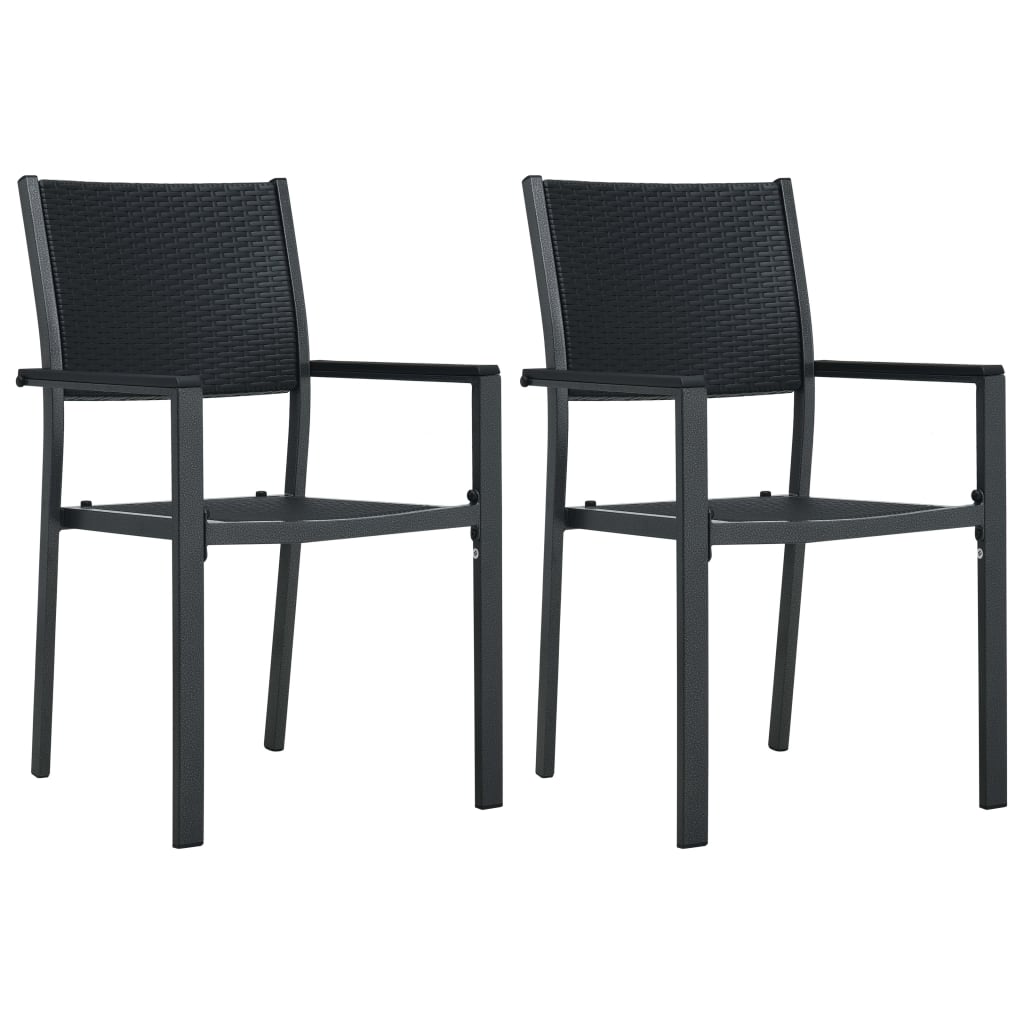 Gartenstühle 2 Stk. Schwarz Kunststoff Rattan-Optik Gartenstühle 2 Stk. Schwarz Kunststoff Rattan-Optik