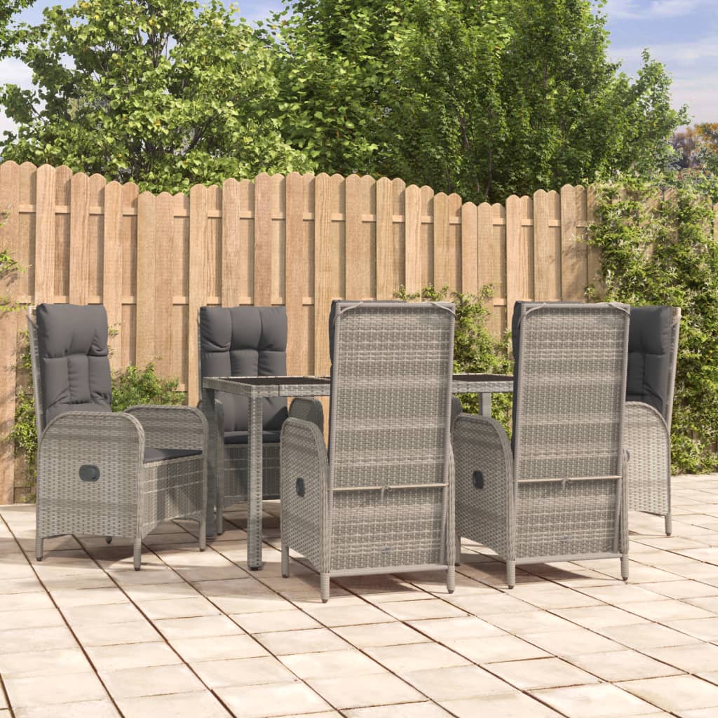7-tlg. Garten-Essgruppe mit Kissen Grau Poly Rattan 7-tlg. Garten-Essgruppe mit Kissen Grau Poly Rattan