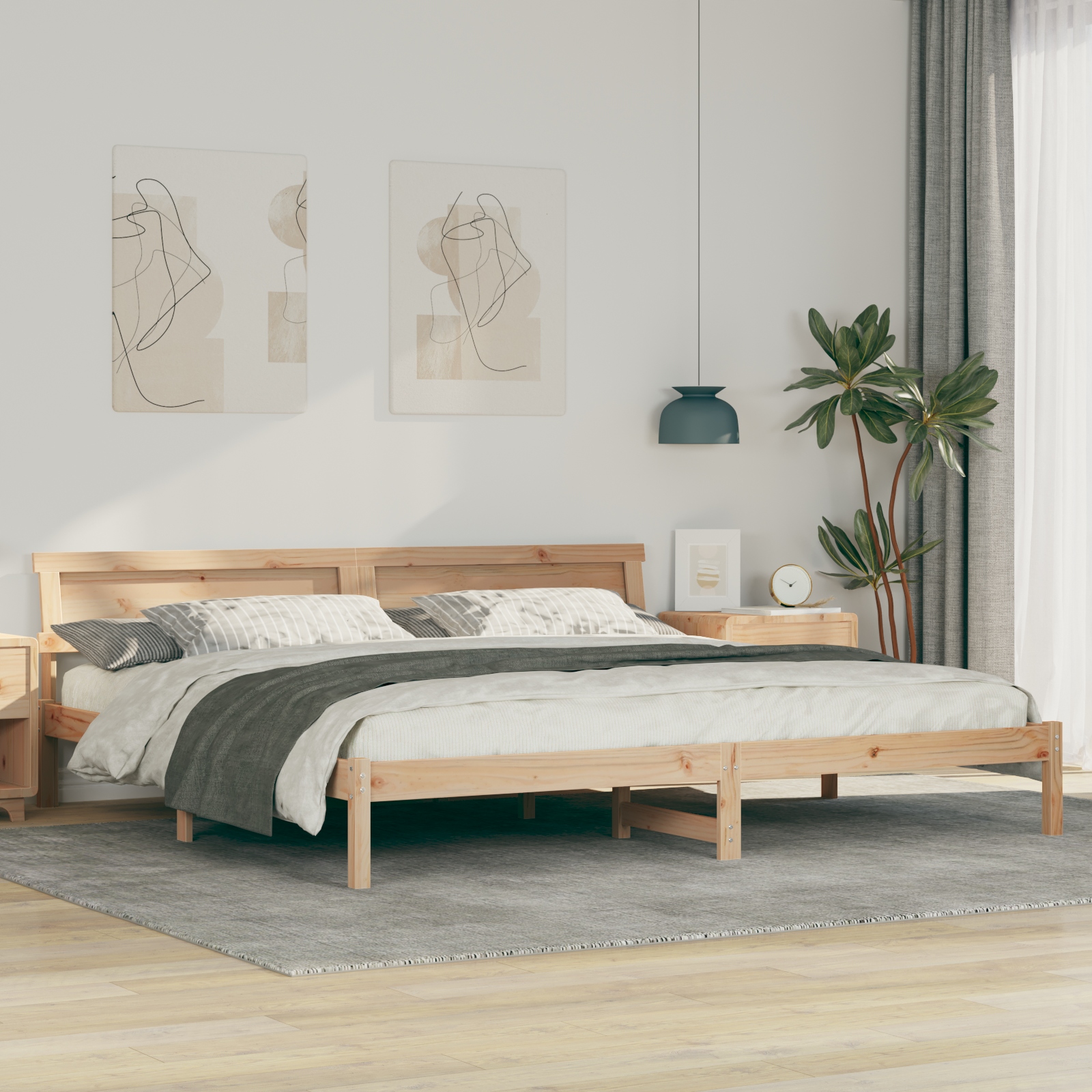 Bettgestell Braun 180 x 200 cm Massivkiefer
