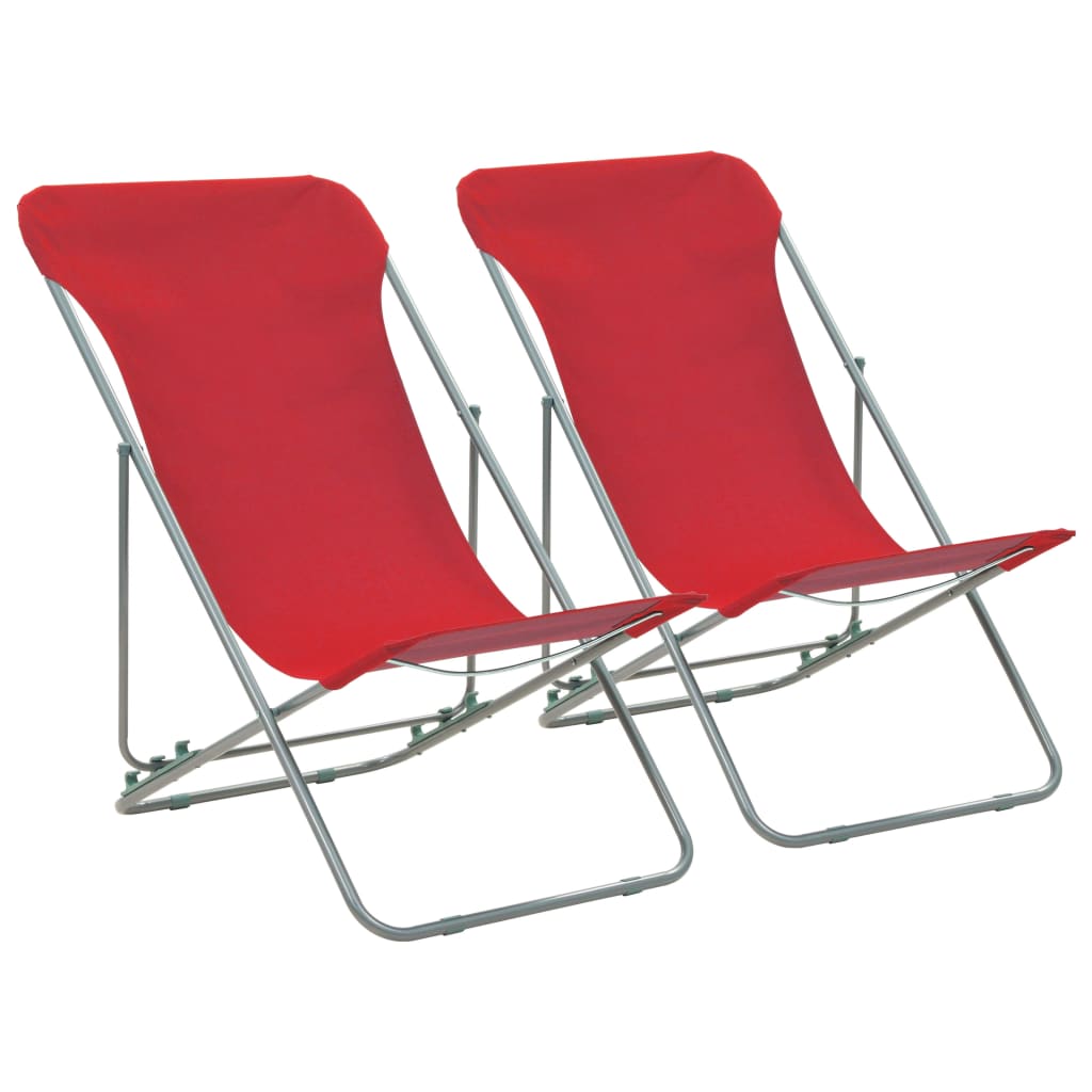 Klappbare Strandstühle 2 Stk. Stahl und Oxford-Gewebe Rot Klappbare Strandstühle 2 Stk. Stahl und Oxford-Gewebe Rot
