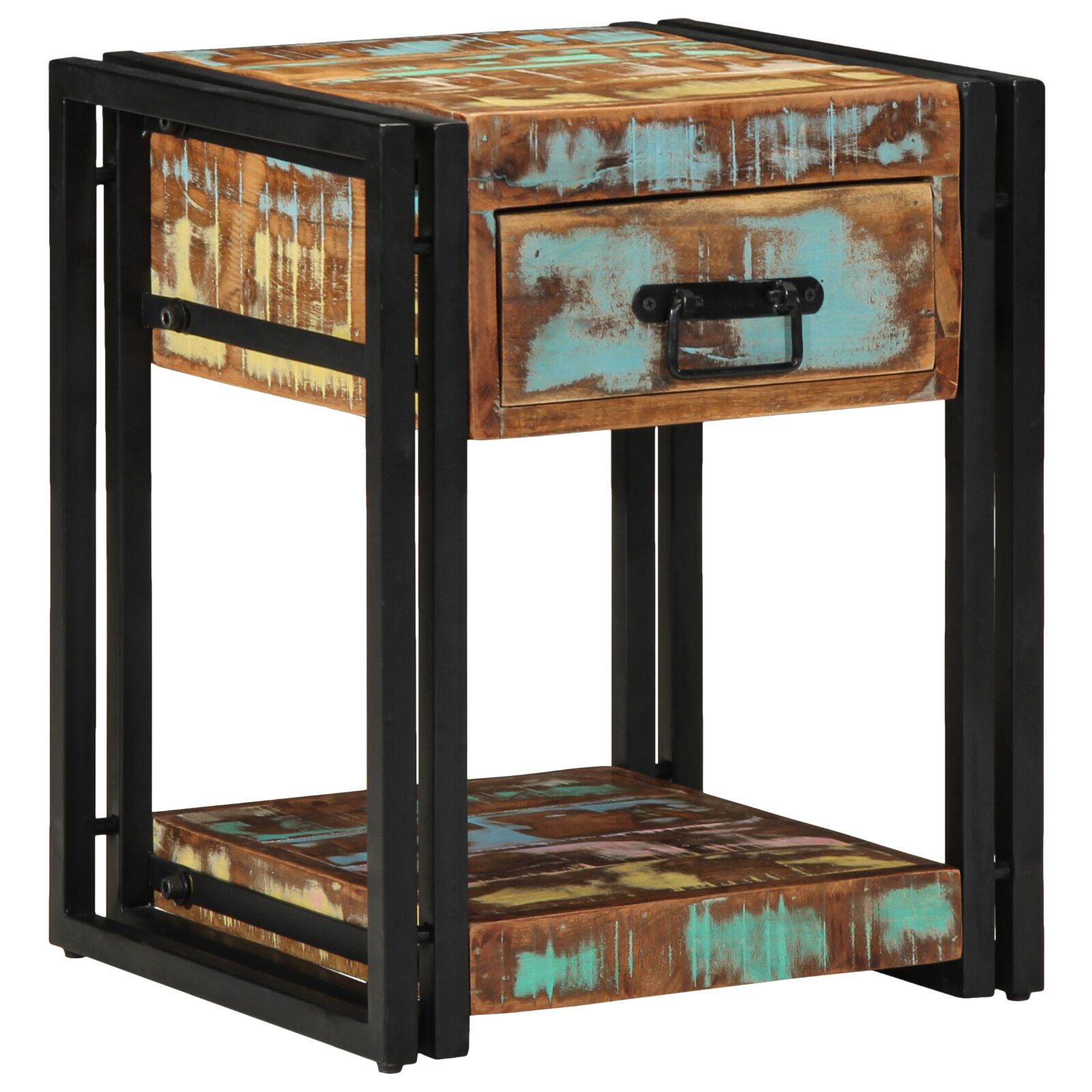vidaXL Nachttische 2er Set 40x40x50 cm aus Massivholz Altholz