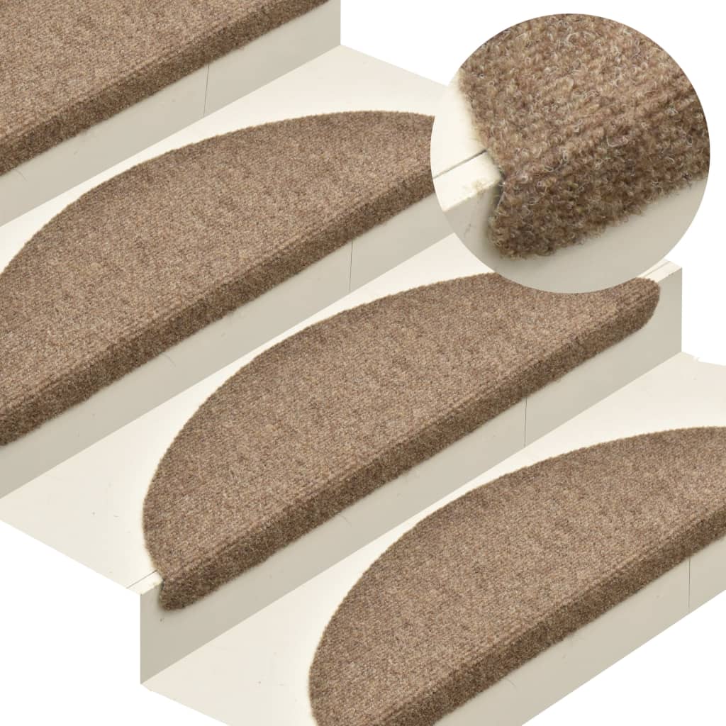 Treppenmatten Selbstklebend 15 Stk. Creme 65x21x4cm Nadelvlies