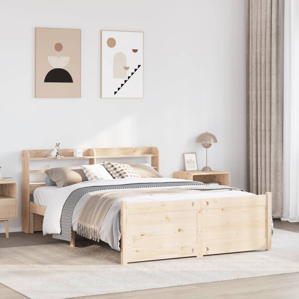 vidaXL Bettgestell mit Kopfteil ohne Matratze 135x190 cm