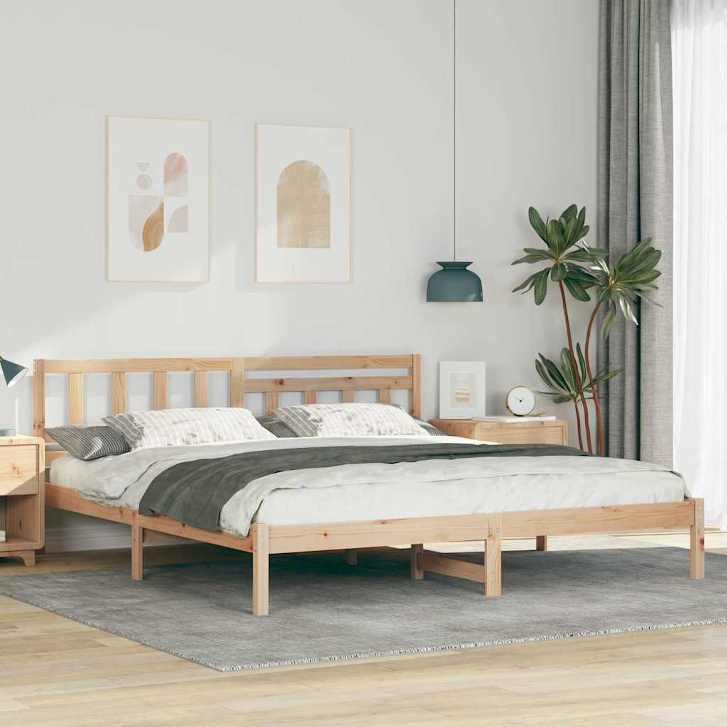Bettgestell mit Kopfteil Braun 180 x 200 cm Massivkiefer