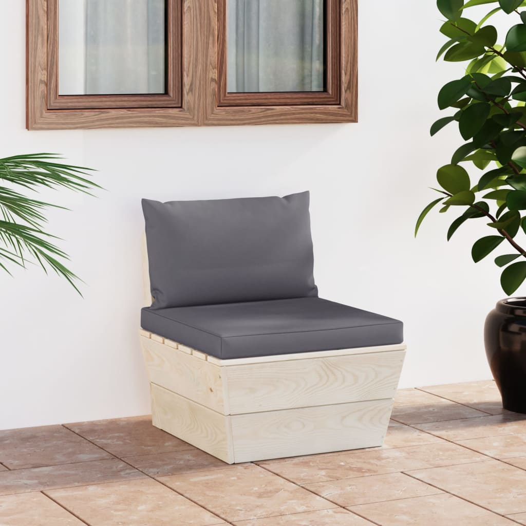 Garten-Paletten-Mittelsofa mit Kissen Imprägniertes Fichtenholz Garten-Paletten-Mittelsofa mit Kissen Imprägniertes Fichtenholz