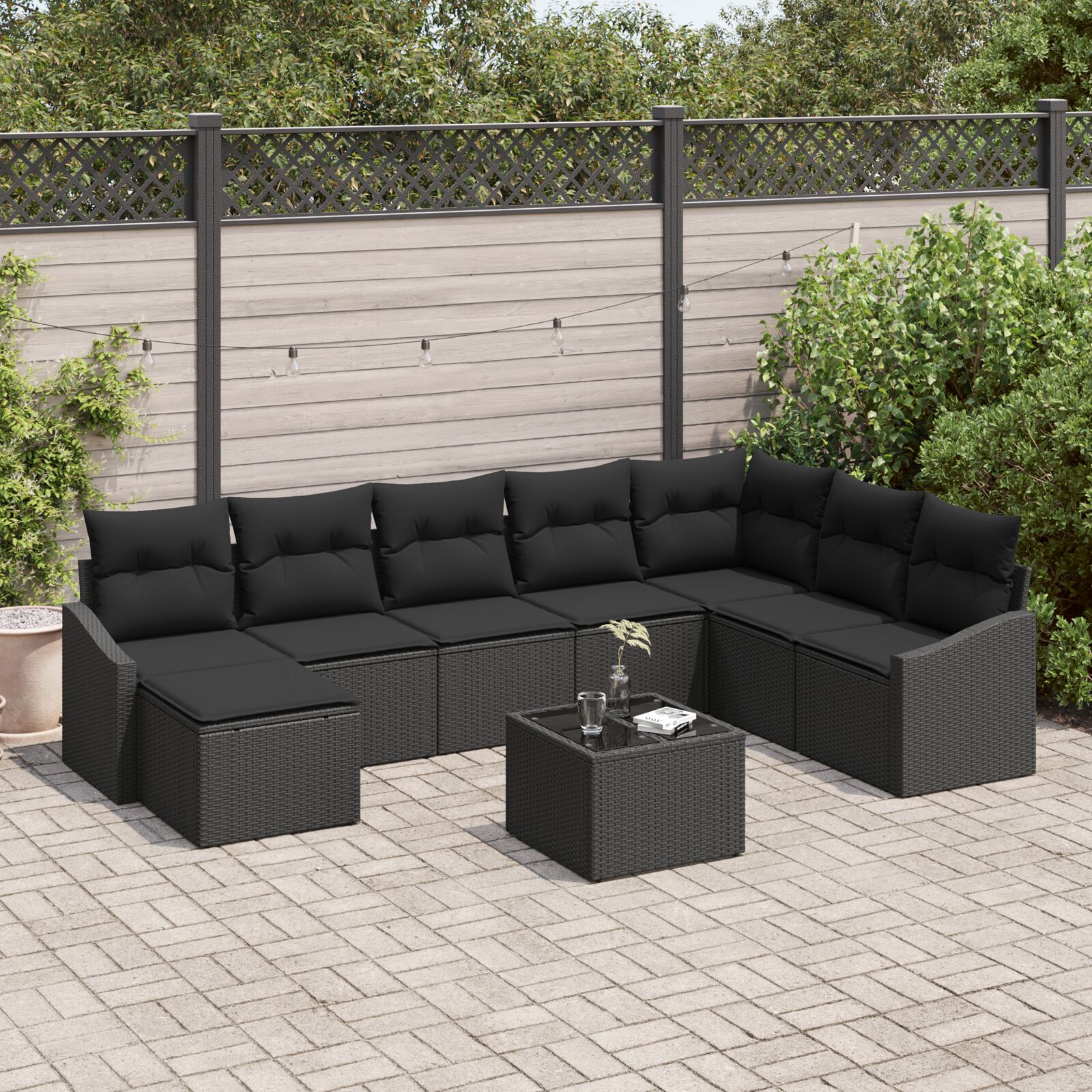 9-tlg. Garten-Sofa-Set mit Kissen Beige Poly-Rattan 9-tlg. Garten-Sofa-Set mit Kissen Beige Poly-Rattan