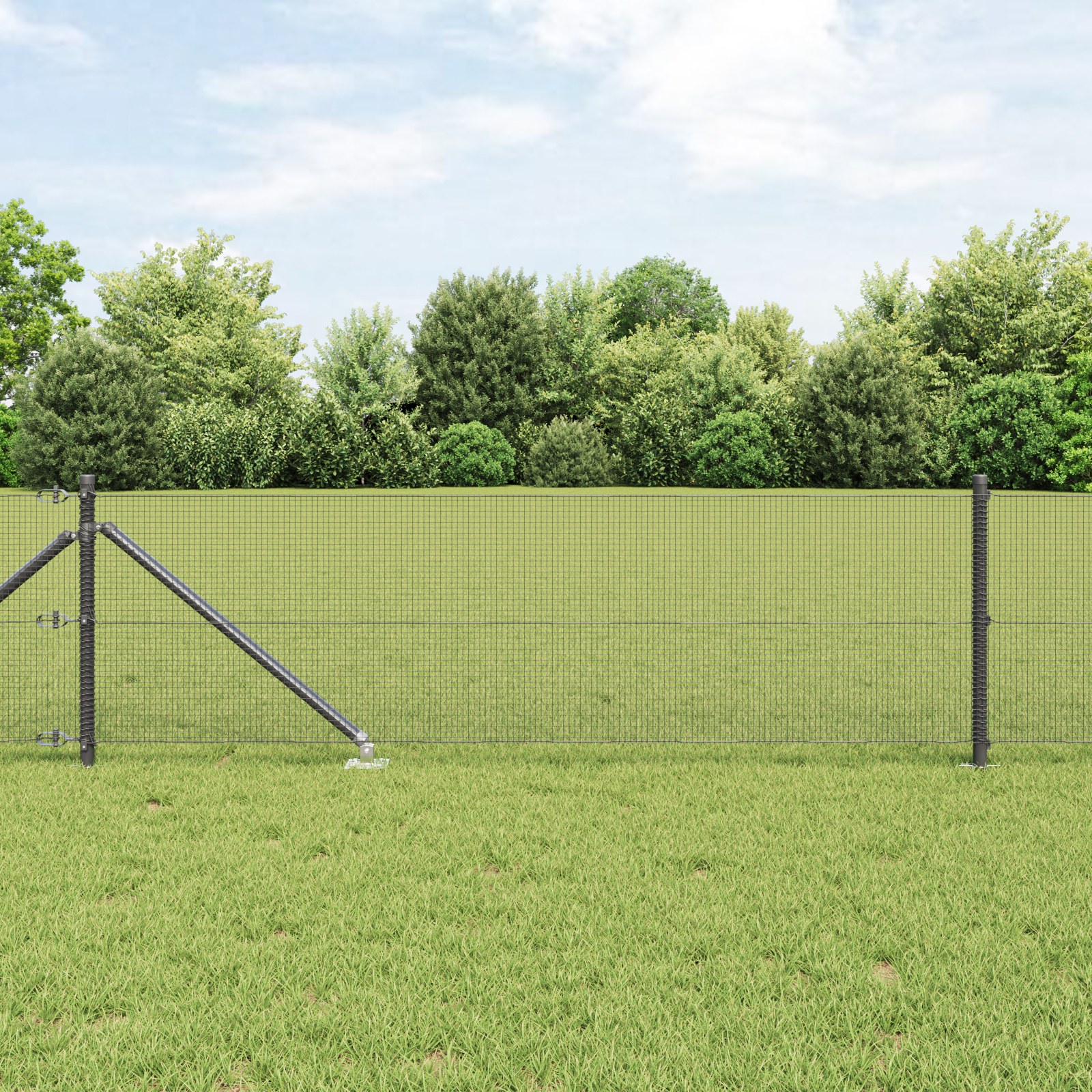 geschweißter Drahtzaun mit 13 Spike-Pfosten Grau 0,8x50 m Stahl
