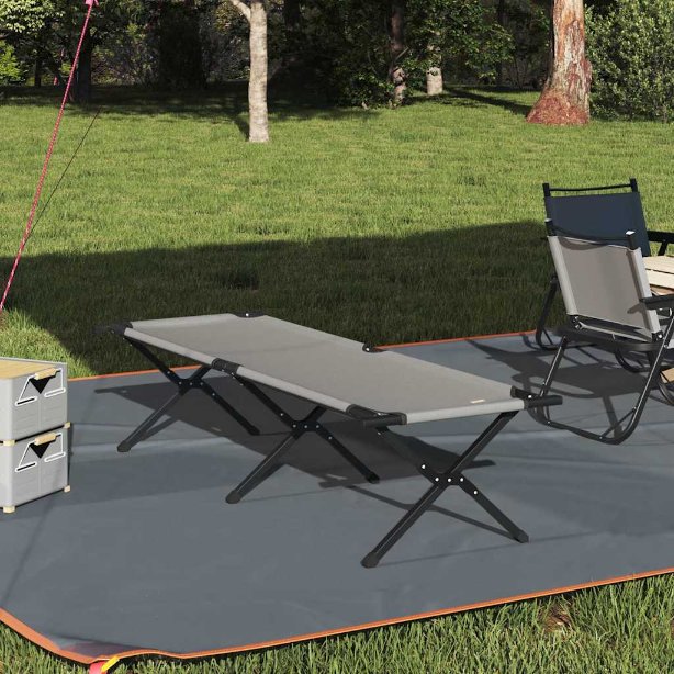 Klapp Schlafbett fürs Camping Grau Oxford Stoff
