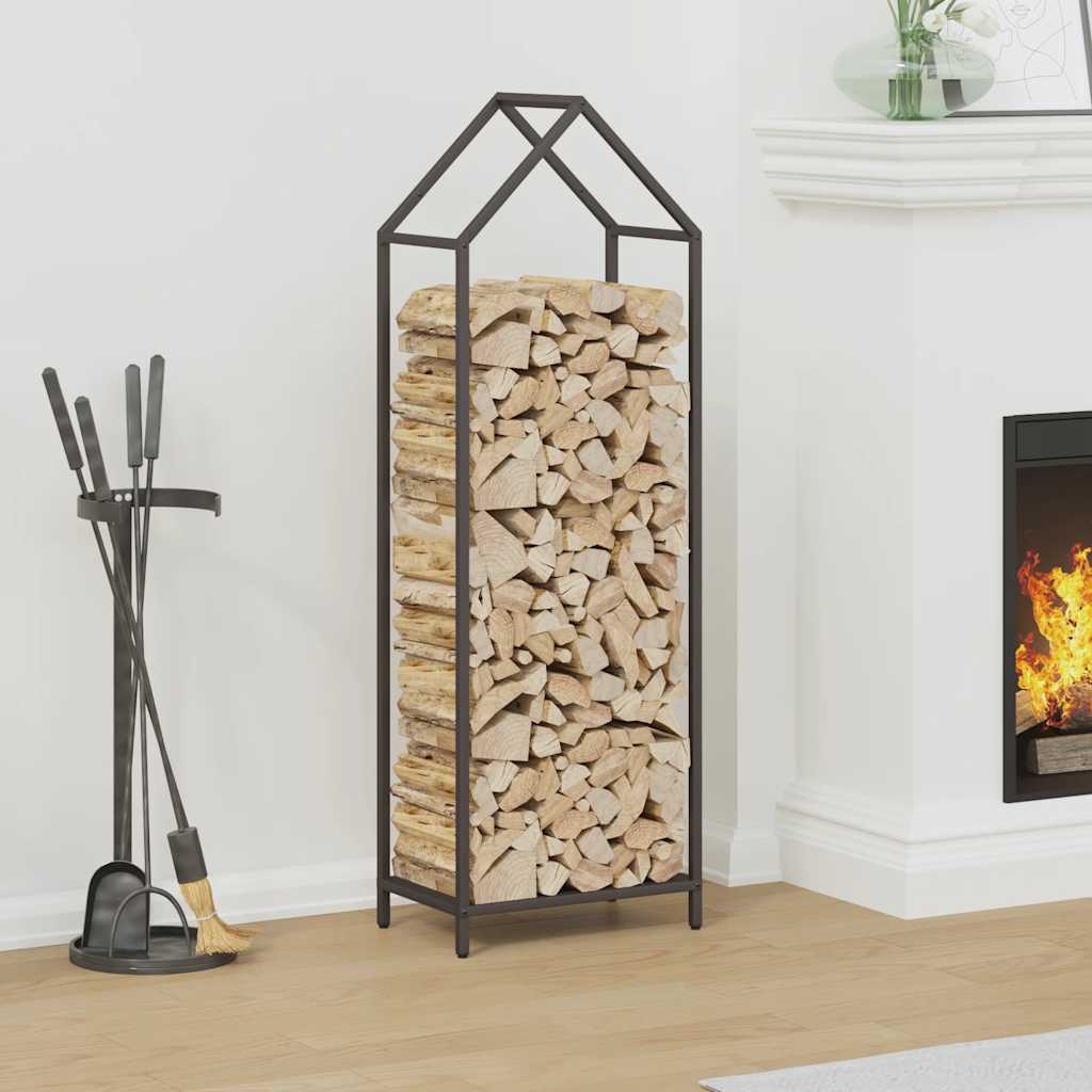 Brennholzregal Schwarz 40x25x120 cm Kaltgewalzter Stahl