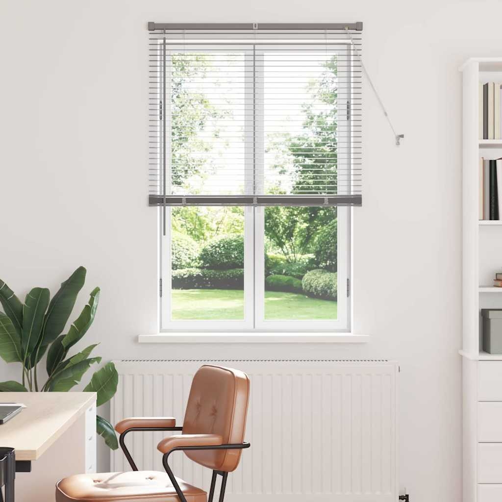 Fenster Jalousie mit Vorhängen Silber 85 x 175 cm Aluminium