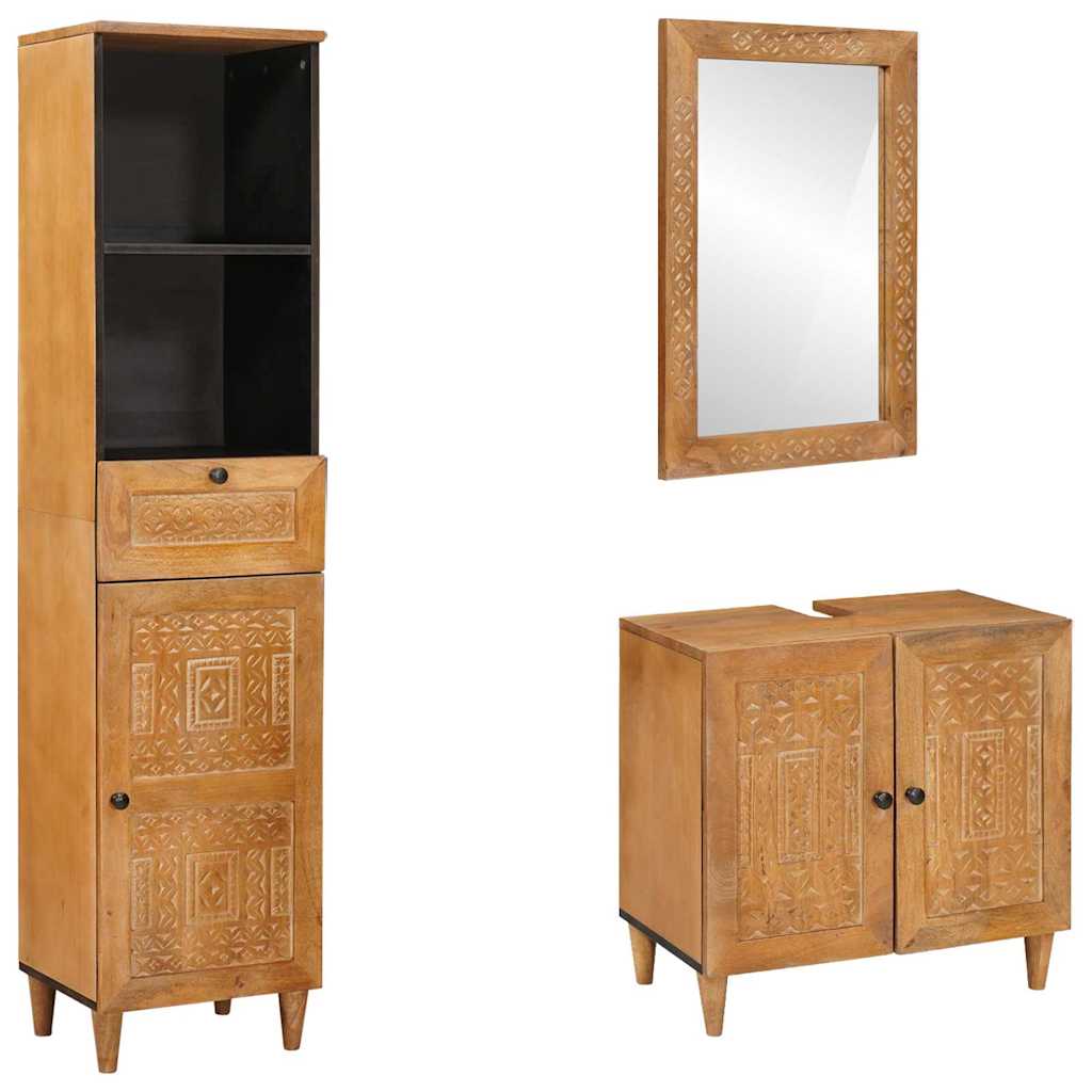 Badezimmermöbel Set mit Schubladen 3 pcs Braun 38 x 33 x 160 cm