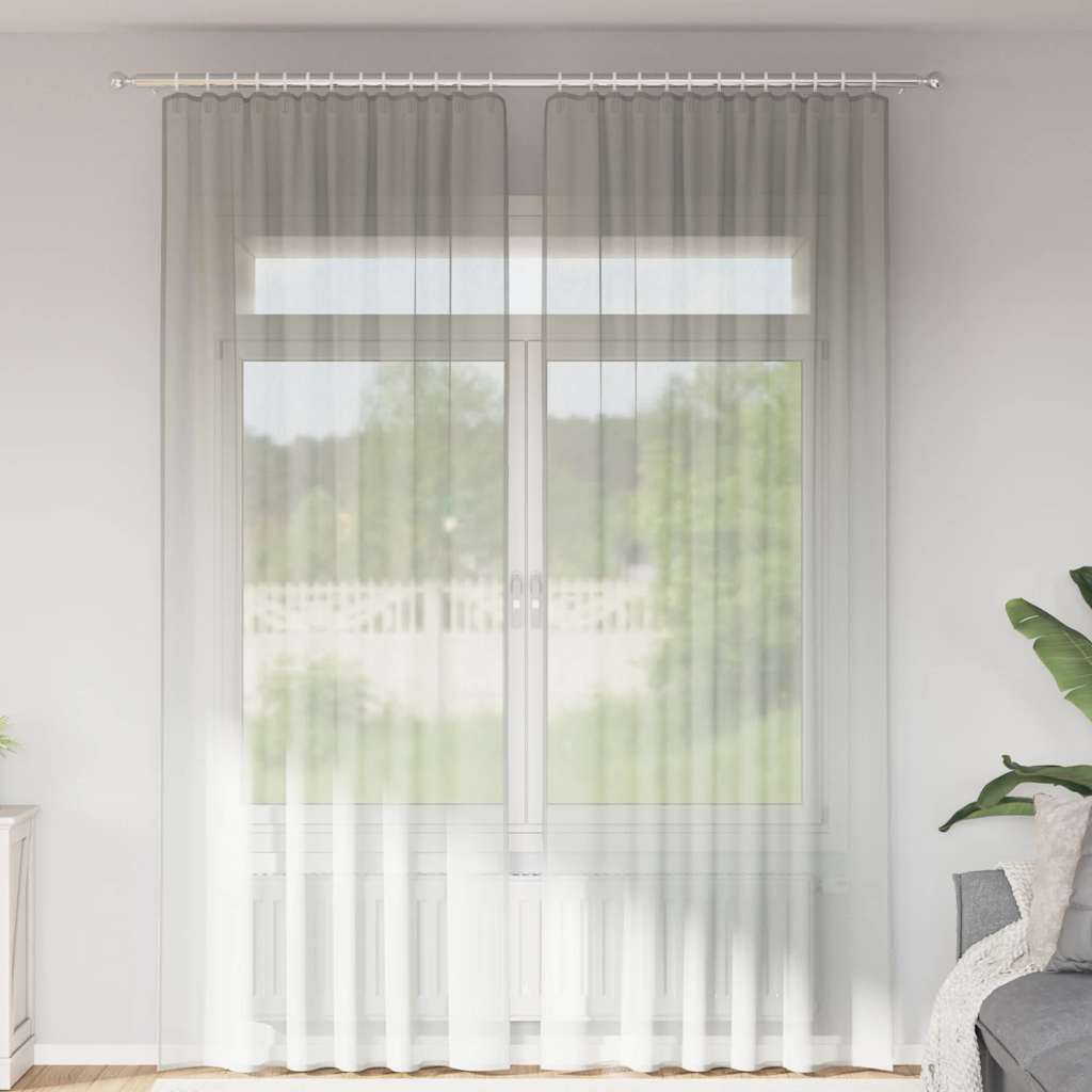 Voile Vorhänge mit Schlaufen 2 Stk. Hellgrau 140x260 cm