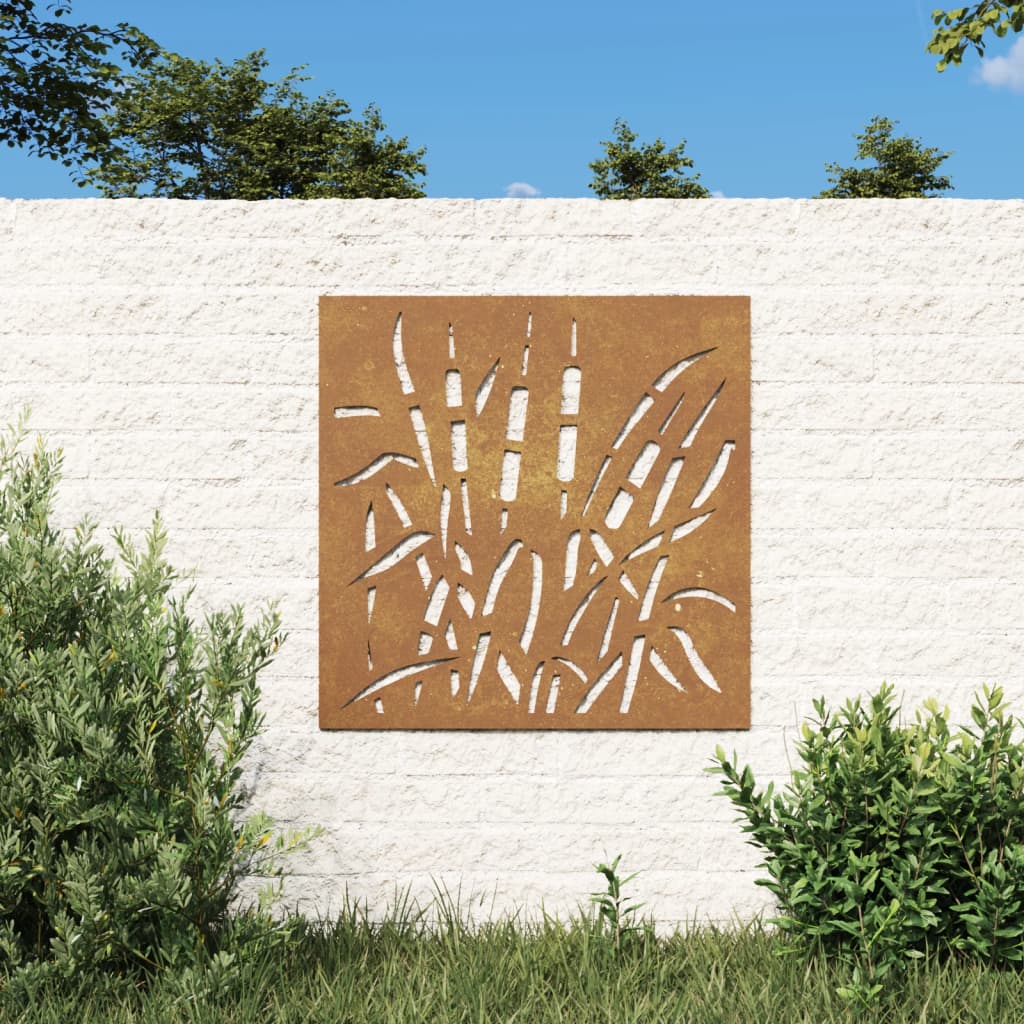 Garten-Wanddeko 55x55 cm Cortenstahl Gras-Design Garten-Wanddeko 55x55 cm Cortenstahl Gras-Design
