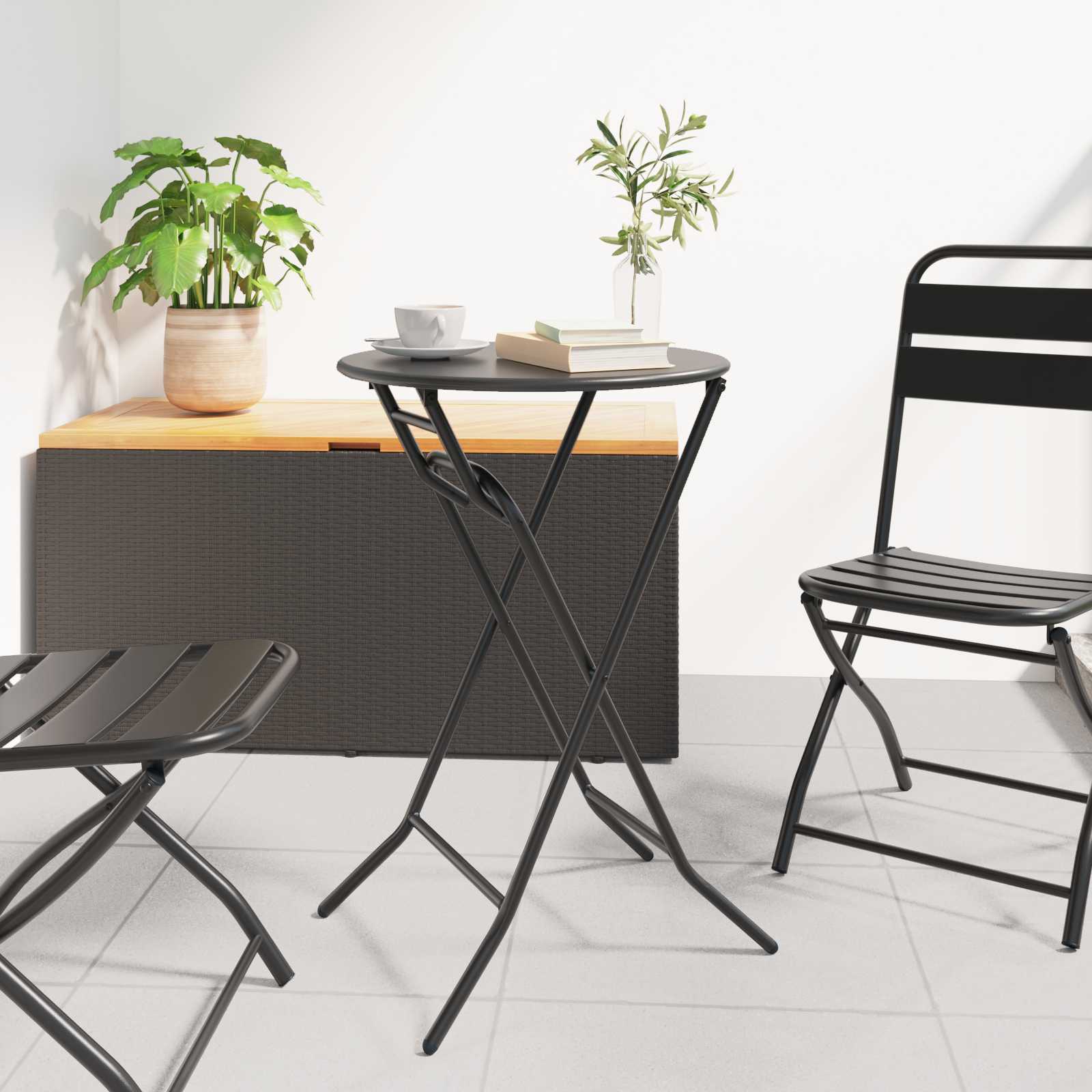 Klapptisch für den Garten Anthrazit Ø50x72 cm Stahl