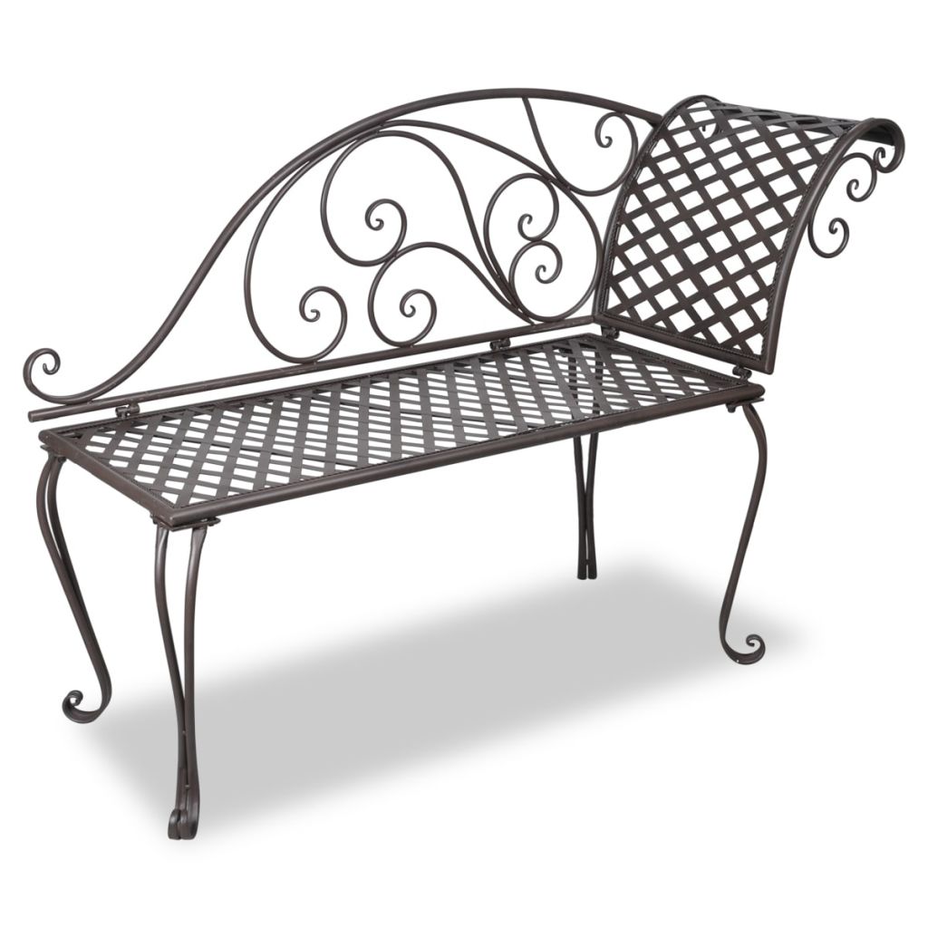 Garten-Chaiselongue 128 cm Stahl Antik Braun Garten-Chaiselongue 128 cm Stahl Antik Braun