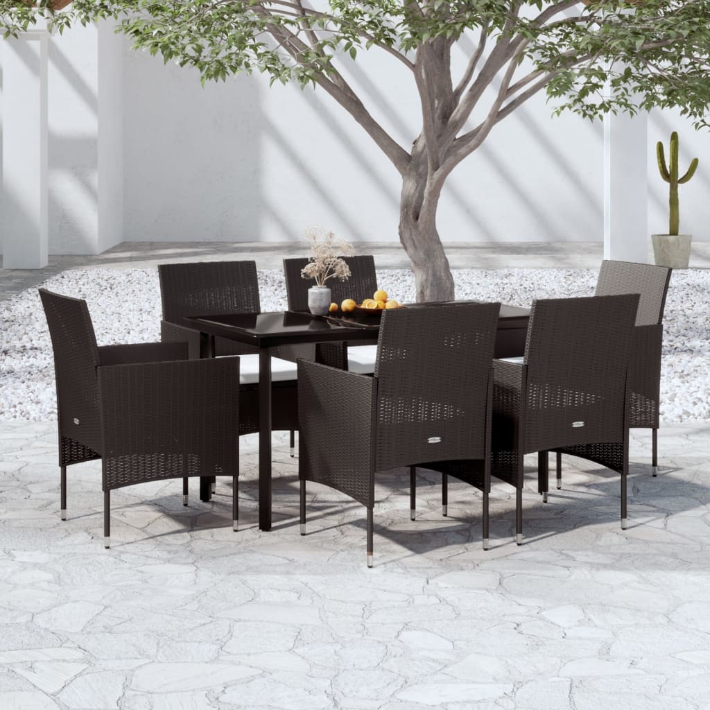 7-tlg. Garten-Essgruppe mit Kissen Schwarz 7-tlg. Garten-Essgruppe mit Kissen Schwarz