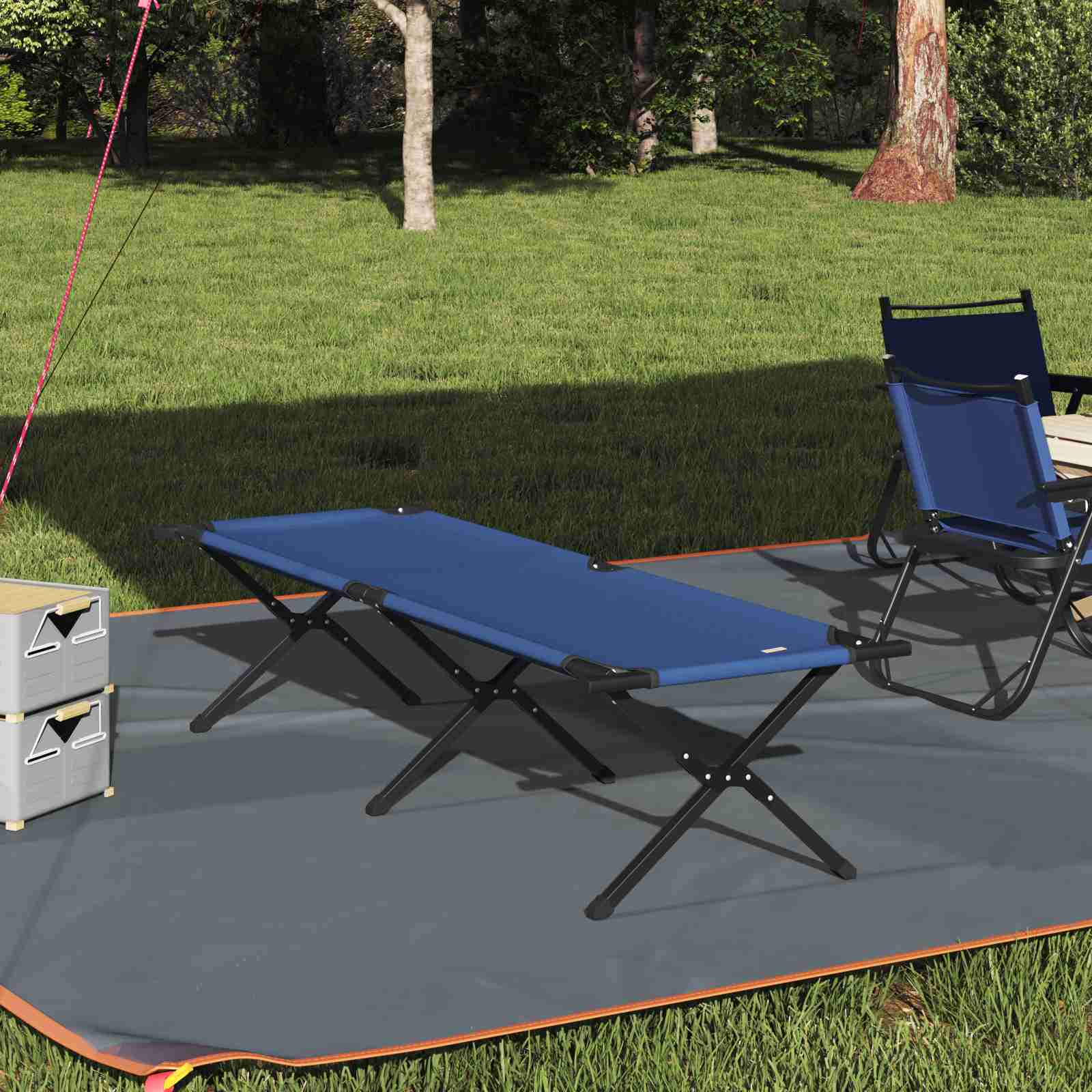 Klappbett für die Sonne mit Tragetasche Blau 600D Oxford-Gewebe