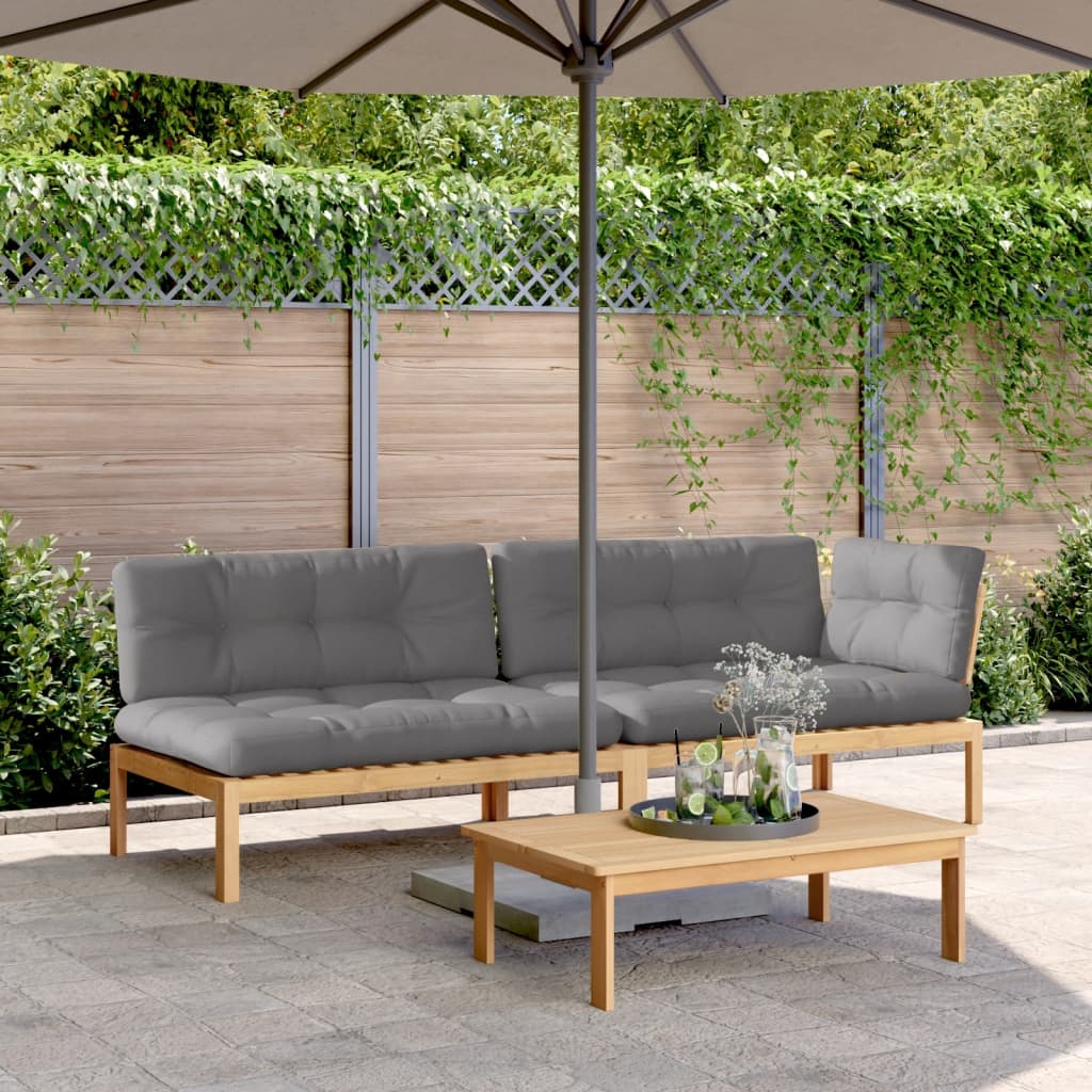 3-tlg. Garten-Sofagarnitur aus Paletten mit Kissen Akazienholz 3-tlg. Garten-Sofagarnitur aus Paletten mit Kissen Akazienholz