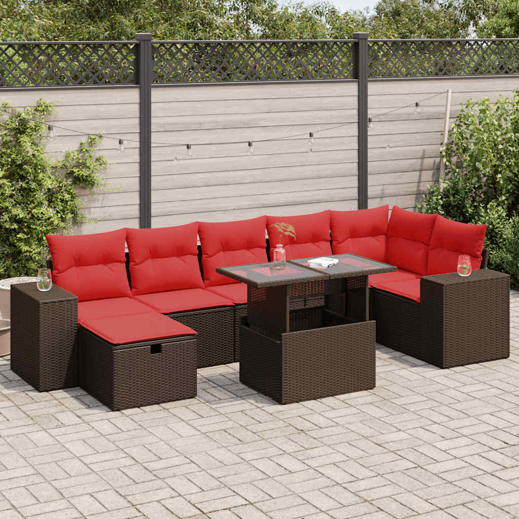8-tlg. Garten-Sofagarnitur mit Kissen Schwarz Poly Rattan 8-tlg. Garten-Sofagarnitur mit Kissen Schwarz Poly Rattan