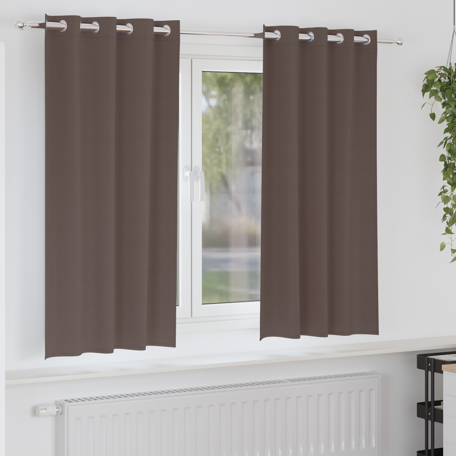 Vorhänge mit Vorhängen 2 pcs Dunkelbraun 175 x 140 cm Polyester